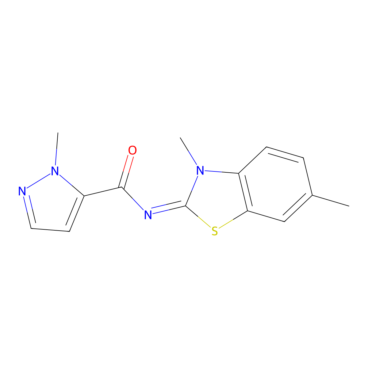 (E)-N-(3,6-dimethylbenzo[d]thiazol-2(3H)-ylidene)-1-methyl-1H-pyrazole-5-carboxamide molecular structure, CAS 1019096-62-8