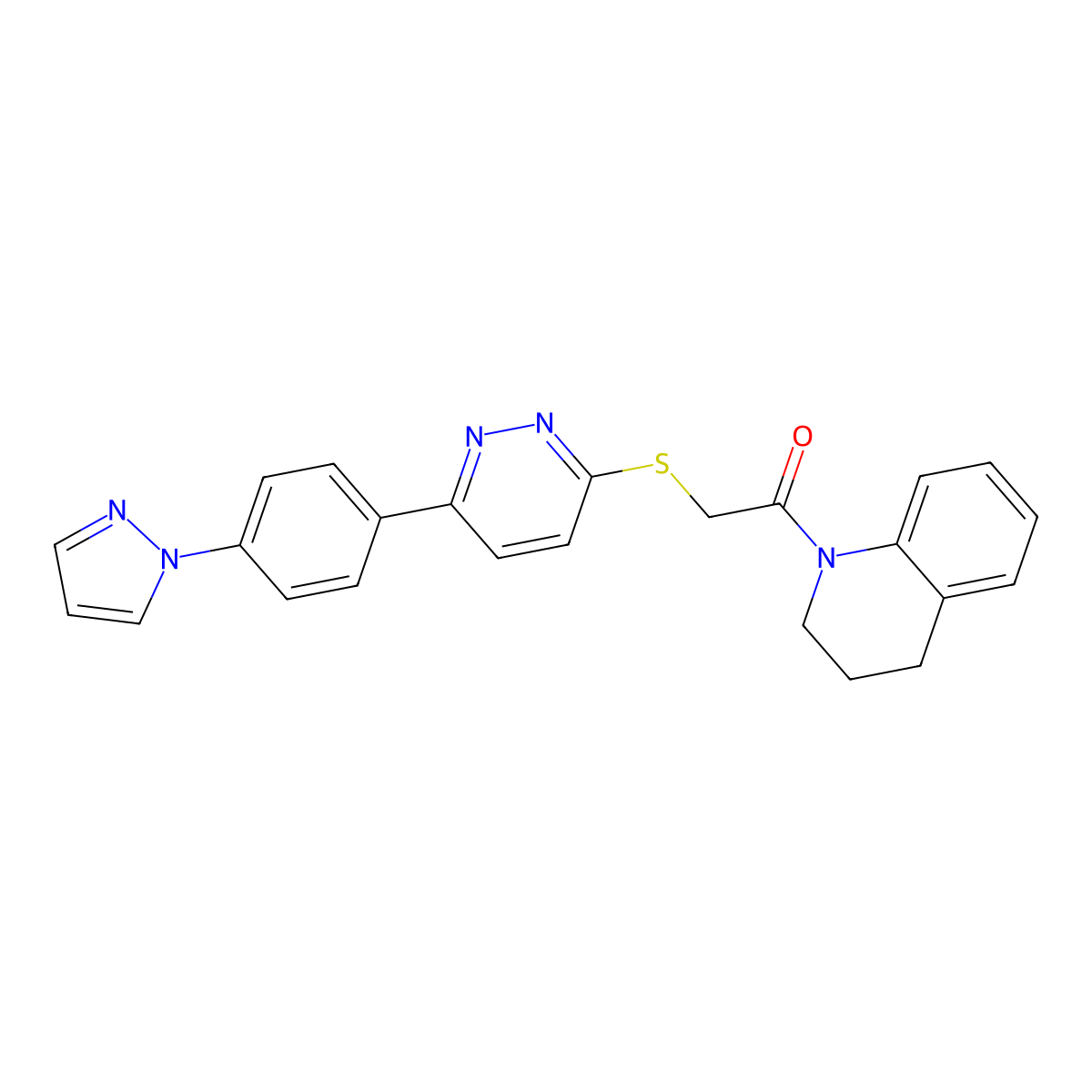 2-((6-(4-(1H-pyrazol-1-yl)phenyl)pyridazin-3-yl)thio)-1-(3,4-dihydroquinolin-1(2H)-yl)ethanone molecular structure, CAS 1019096-98-0