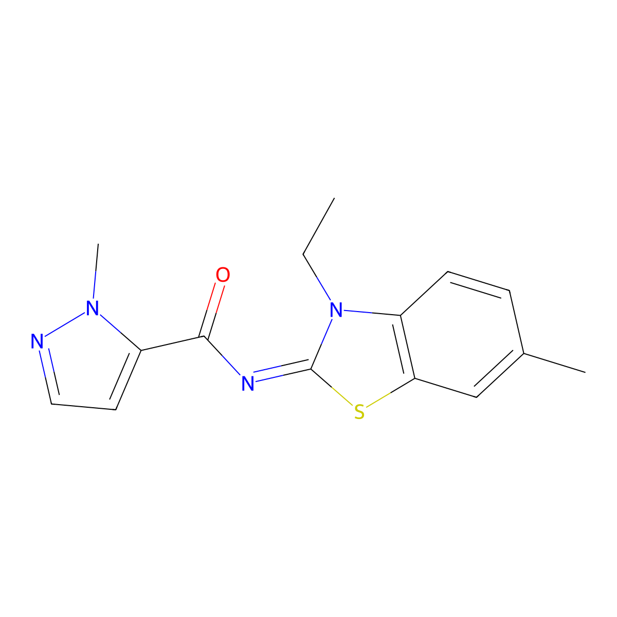 (E)-N-(3-ethyl-6-methylbenzo[d]thiazol-2(3H)-ylidene)-1-methyl-1H-pyrazole-5-carboxamide molecular structure, CAS 1019097-20-1