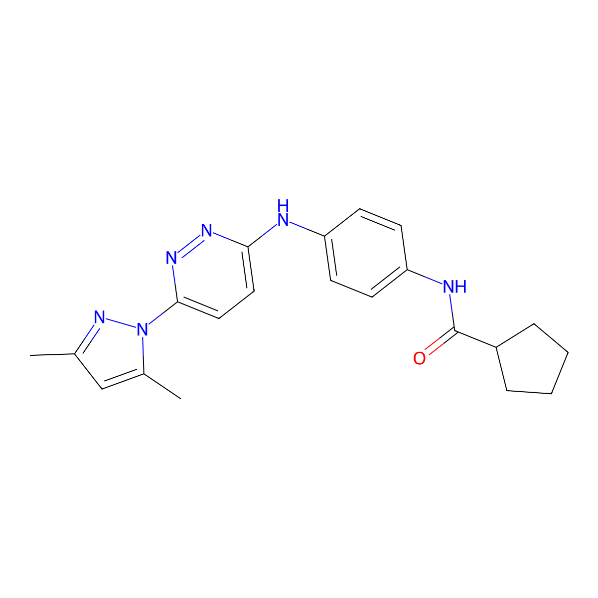 N-(4-{[6-(3,5-dimethyl-1H-pyrazol-1-yl)pyridazin-3-yl]amino}phenyl)cyclopentanecarboxamide molecular structure, CAS 1019097-45-0
