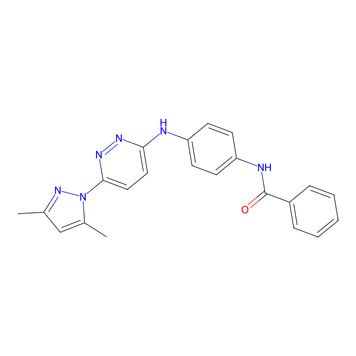 N-(4-{[6-(3,5-dimethyl-1H-pyrazol-1-yl)pyridazin-3-yl]amino}phenyl)benzamide molecular structure, CAS 1019097-50-7