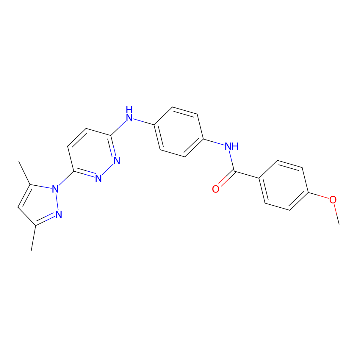 N-(4-{[6-(3,5-dimethyl-1H-pyrazol-1-yl)pyridazin-3-yl]amino}phenyl)-4-methoxybenzamide molecular structure, CAS 1019097-68-7