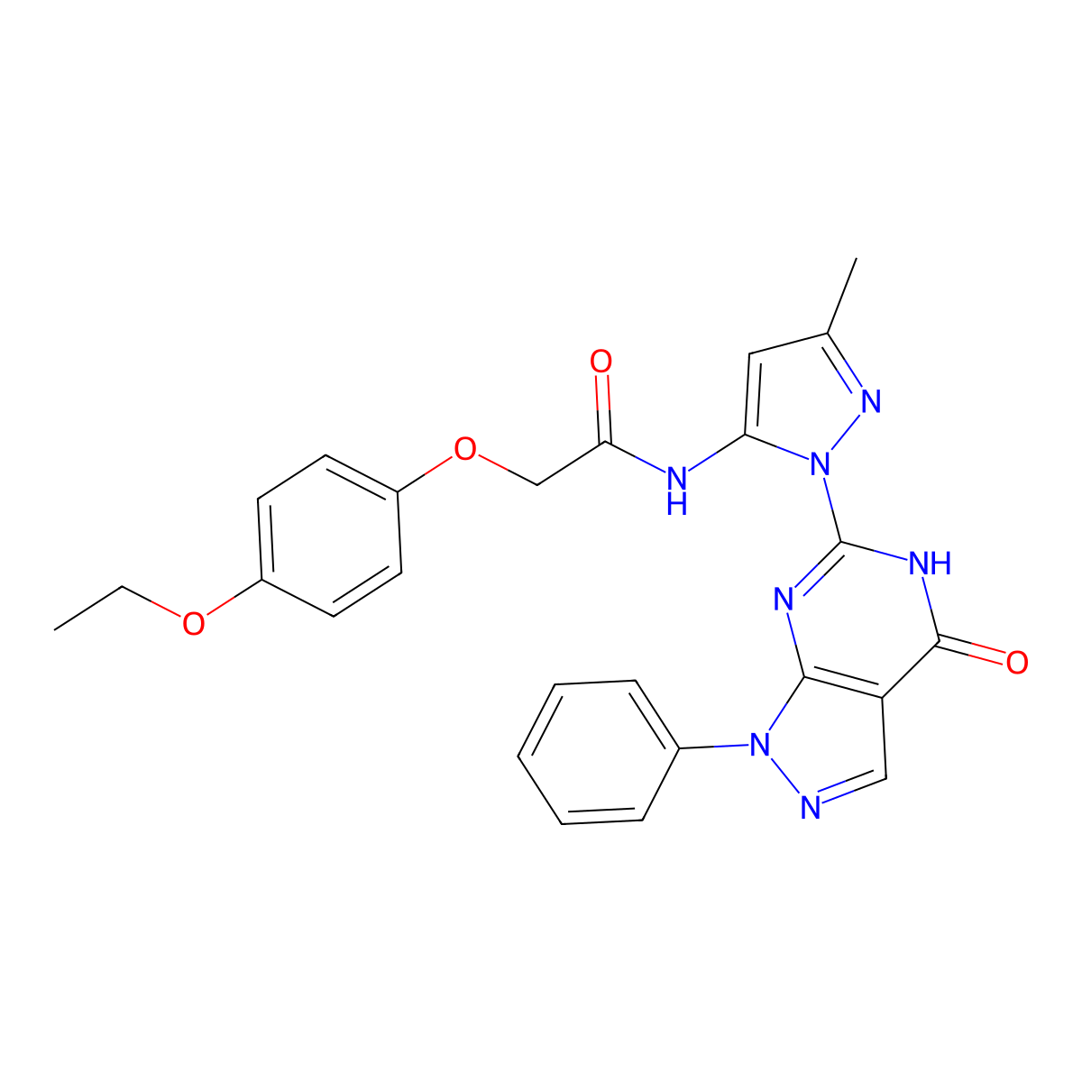 2-(4-ethoxyphenoxy)-N-(3-methyl-1-(4-oxo-1-phenyl-4,5-dihydro-1H-pyrazolo[3,4-d]pyrimidin-6-yl)-1H-pyrazol-5-yl)acetamide molecular structure, CAS 1019097-73-4