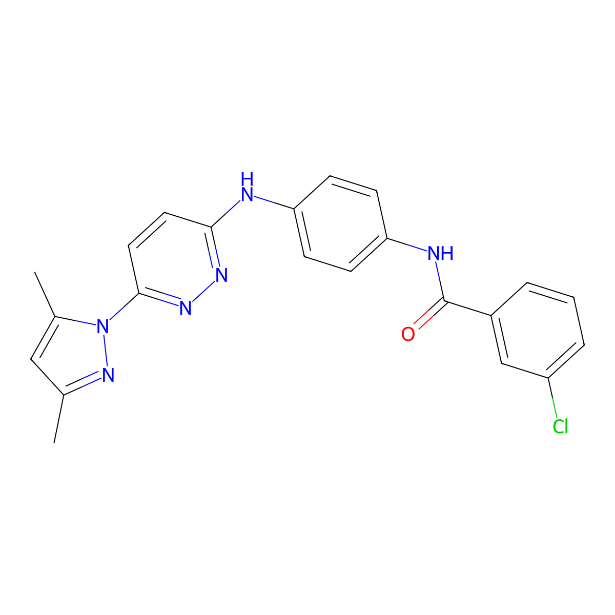 3-chloro-N-(4-{[6-(3,5-dimethyl-1H-pyrazol-1-yl)pyridazin-3-yl]amino}phenyl)benzamide molecular structure, CAS 1019097-94-9