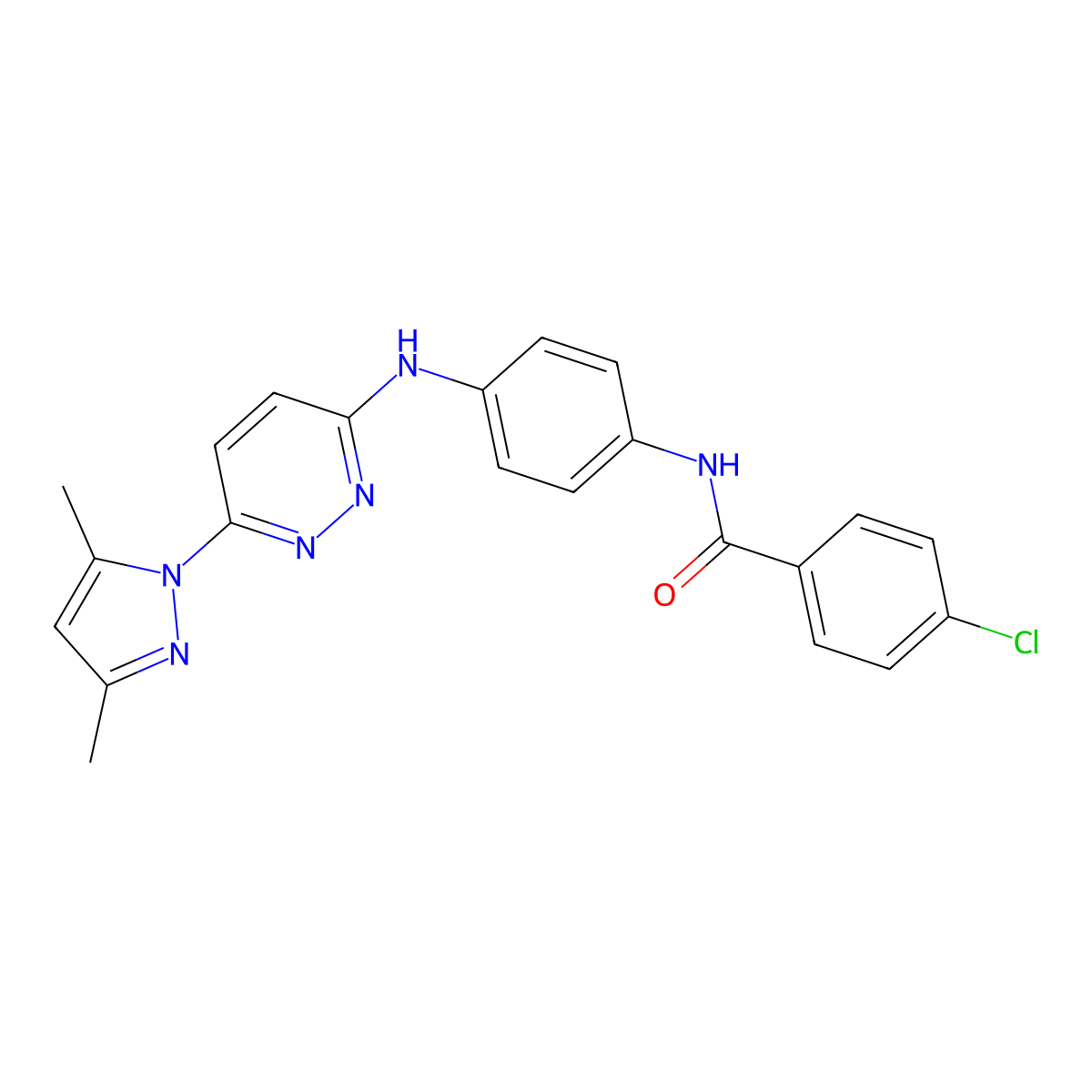 4-chloro-N-(4-{[6-(3,5-dimethyl-1H-pyrazol-1-yl)pyridazin-3-yl]amino}phenyl)benzamide molecular structure, CAS 1019097-97-2