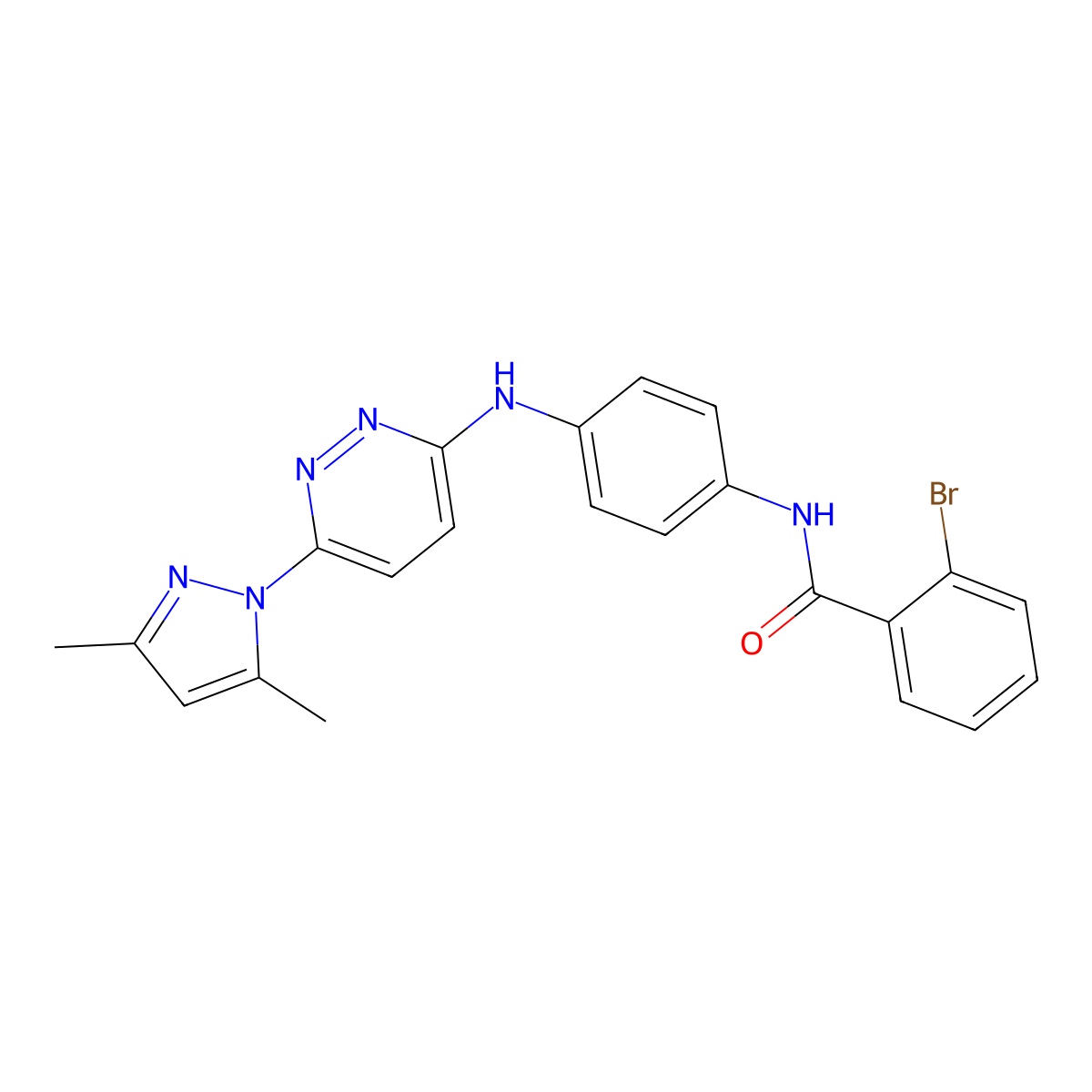 2-bromo-N-(4-{[6-(3,5-dimethyl-1H-pyrazol-1-yl)pyridazin-3-yl]amino}phenyl)benzamide molecular structure, CAS 1019098-00-0