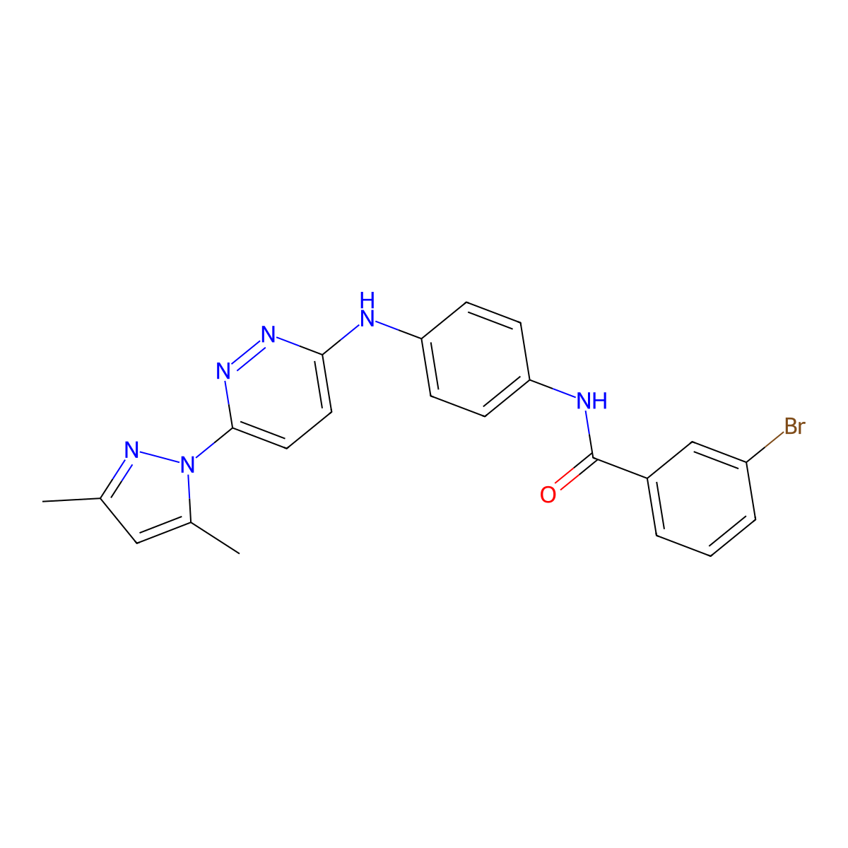 3-bromo-N-(4-{[6-(3,5-dimethyl-1H-pyrazol-1-yl)pyridazin-3-yl]amino}phenyl)benzamide molecular structure, CAS 1019098-03-3