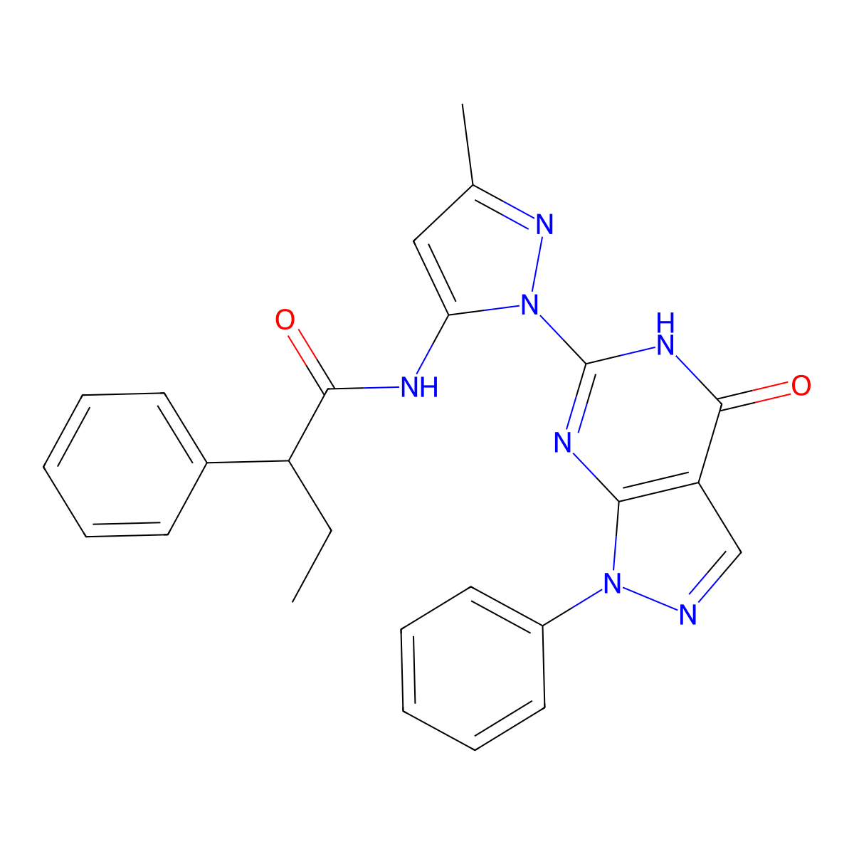 N-(3-methyl-1-(4-oxo-1-phenyl-4,5-dihydro-1H-pyrazolo[3,4-d]pyrimidin-6-yl)-1H-pyrazol-5-yl)-2-phenylbutanamide molecular structure, CAS 1019098-08-8