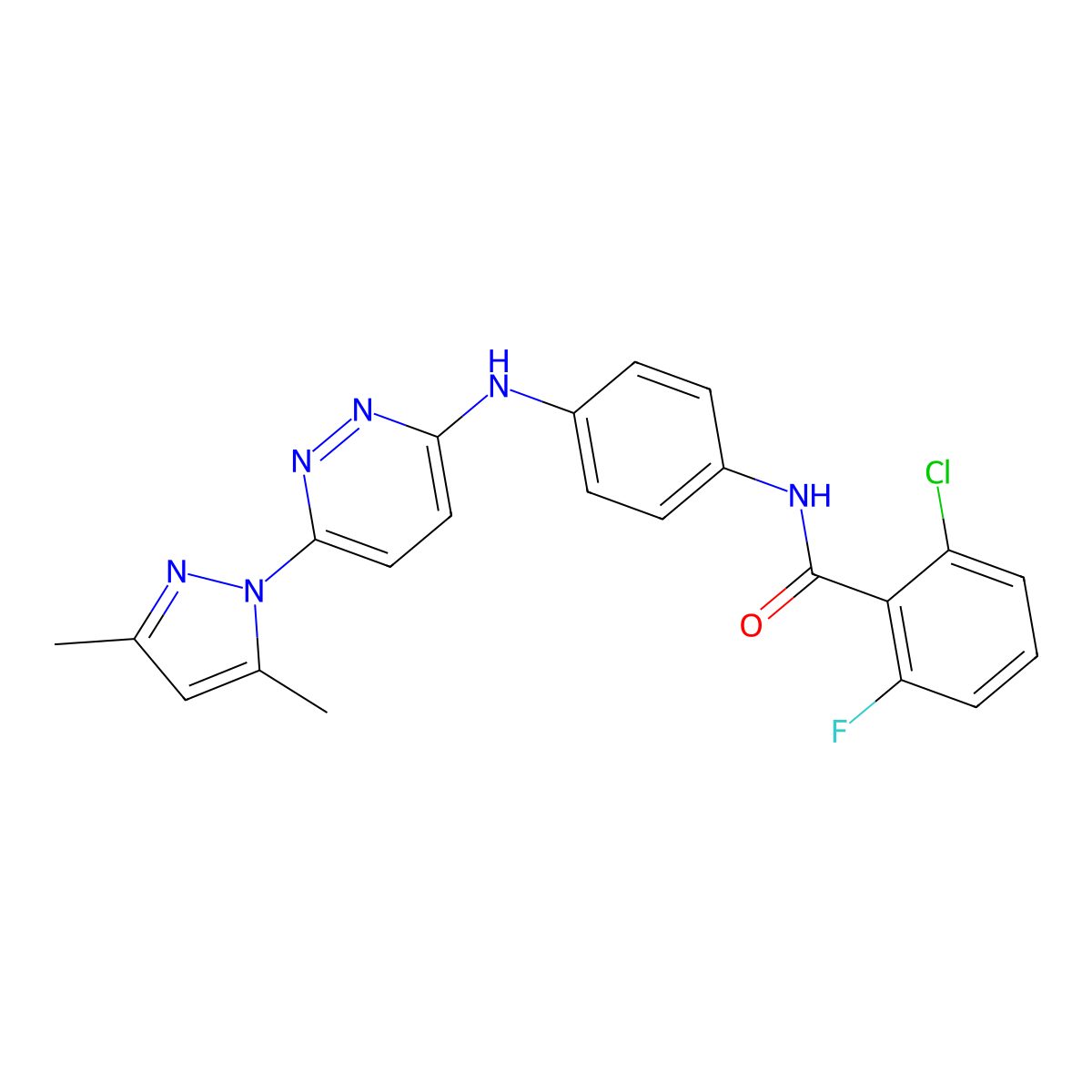 2-chloro-N-(4-{[6-(3,5-dimethyl-1H-pyrazol-1-yl)pyridazin-3-yl]amino}phenyl)-6-fluorobenzamide molecular structure, CAS 1019098-12-4