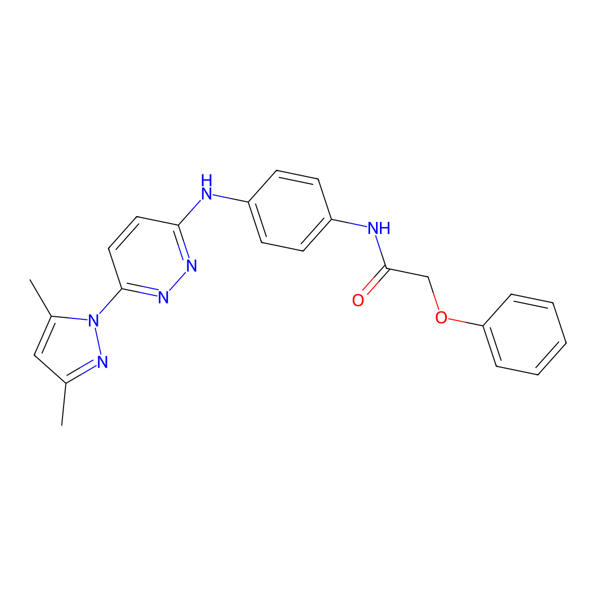 N-(4-{[6-(3,5-dimethyl-1H-pyrazol-1-yl)pyridazin-3-yl]amino}phenyl)-2-phenoxyacetamide molecular structure, CAS 1019098-15-7