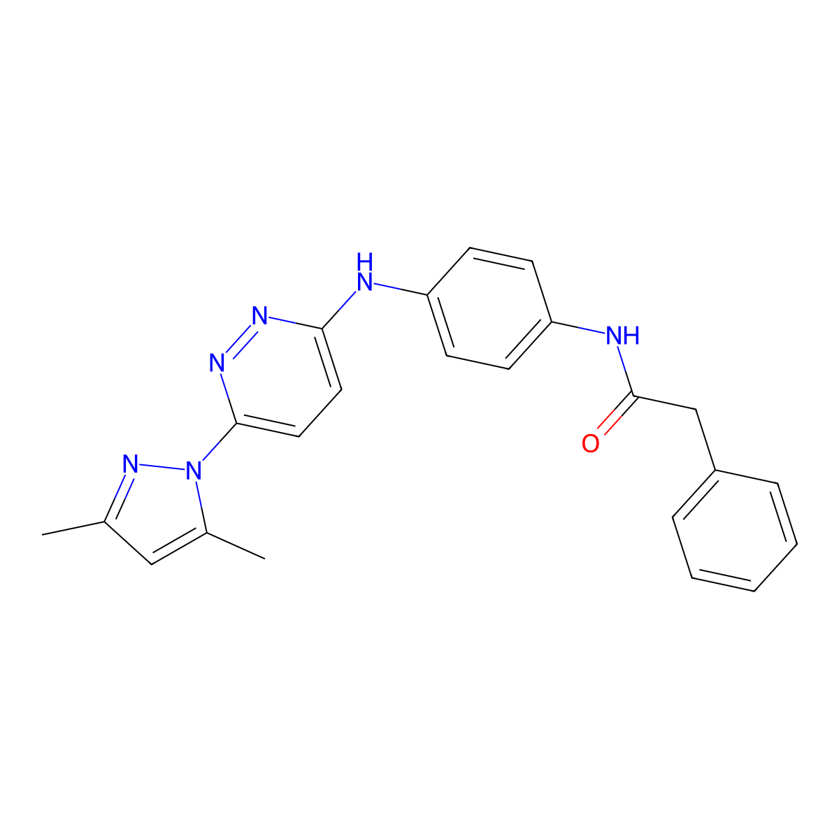 N-(4-{[6-(3,5-dimethyl-1H-pyrazol-1-yl)pyridazin-3-yl]amino}phenyl)-2-phenylacetamide molecular structure, CAS 1019098-18-0