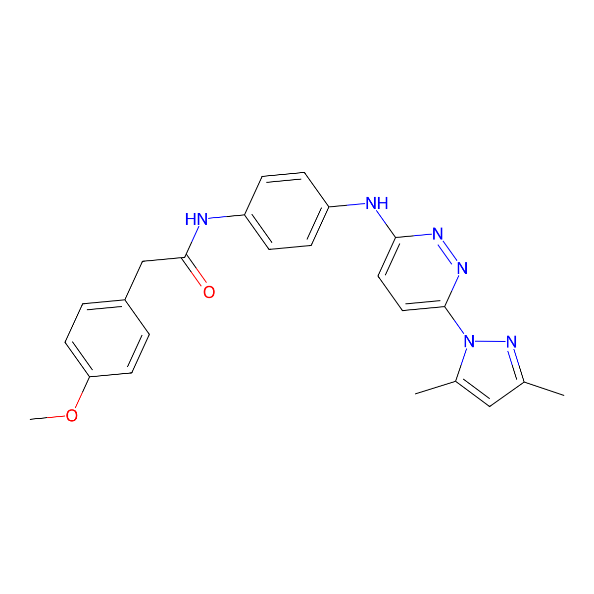 N-(4-{[6-(3,5-dimethyl-1H-pyrazol-1-yl)pyridazin-3-yl]amino}phenyl)-2-(4-methoxyphenyl)acetamide molecular structure, CAS 1019098-21-5