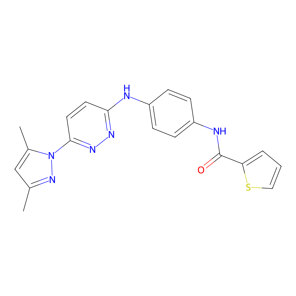 N-(4-{[6-(3,5-dimethyl-1H-pyrazol-1-yl)pyridazin-3-yl]amino}phenyl)thiophene-2-carboxamide molecular structure, CAS 1019098-24-8