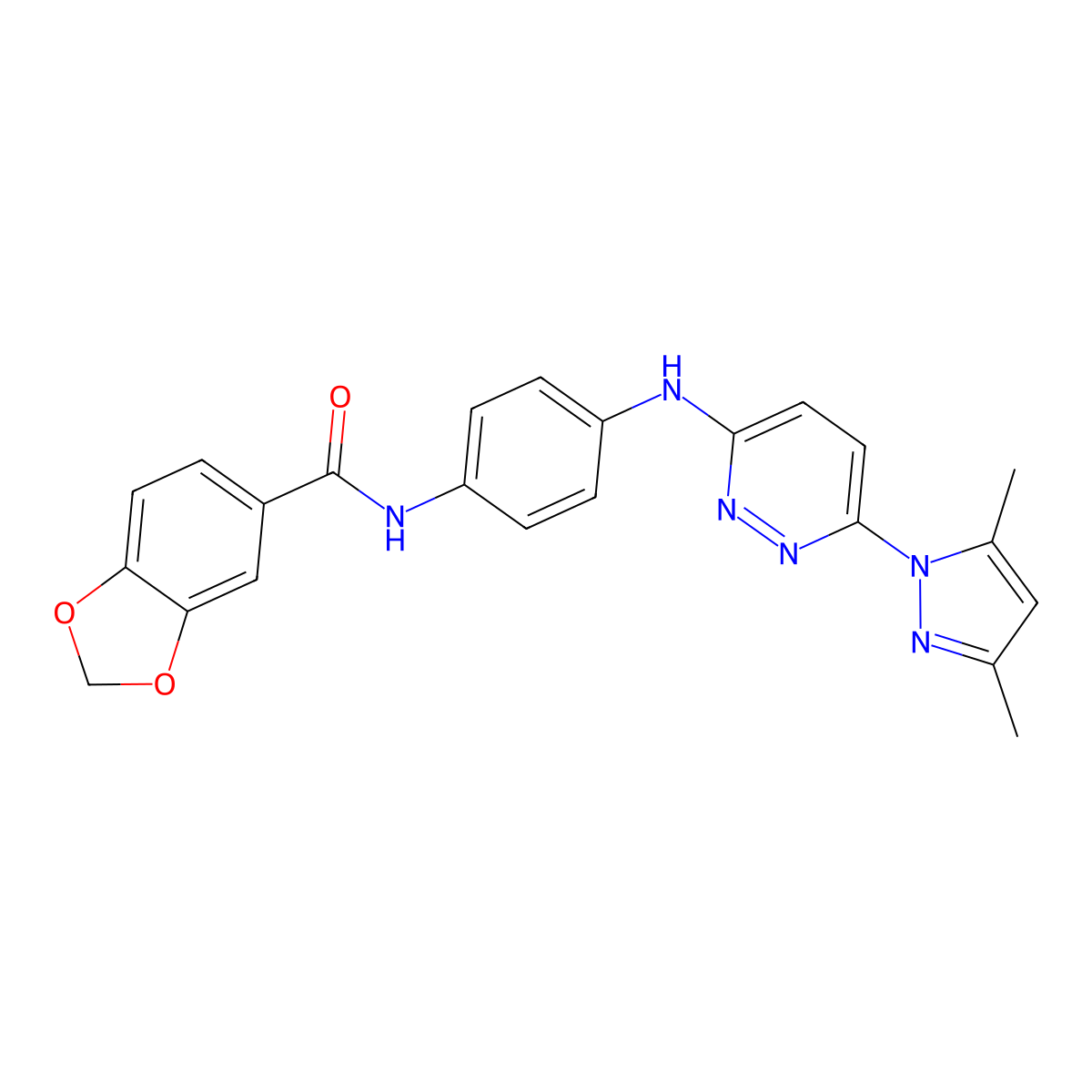 N-(4-{[6-(3,5-dimethyl-1H-pyrazol-1-yl)pyridazin-3-yl]amino}phenyl)-2H-1,3-benzodioxole-5-carboxamide molecular structure, CAS 1019098-27-1