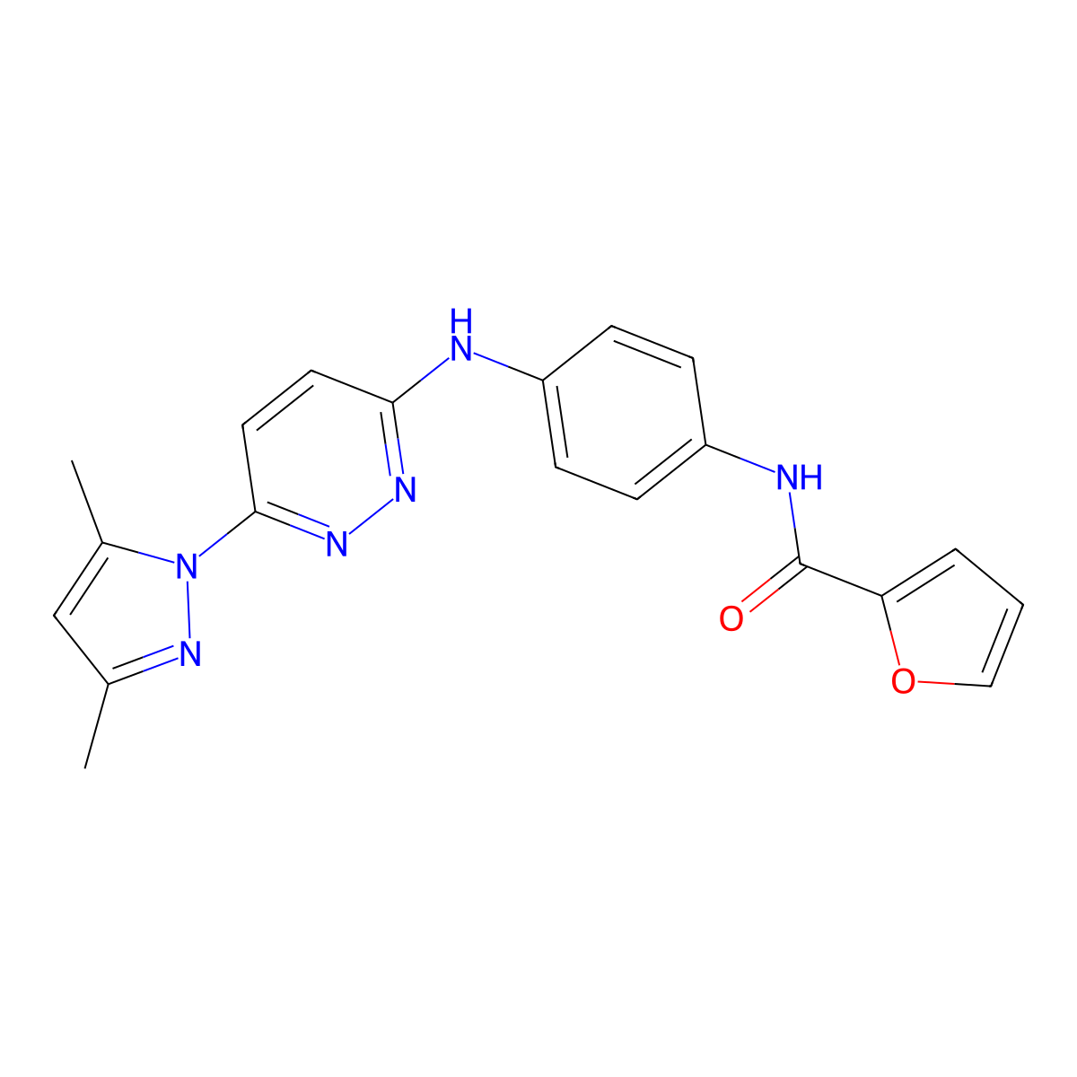 N-(4-{[6-(3,5-dimethyl-1H-pyrazol-1-yl)pyridazin-3-yl]amino}phenyl)furan-2-carboxamide molecular structure, CAS 1019098-30-6