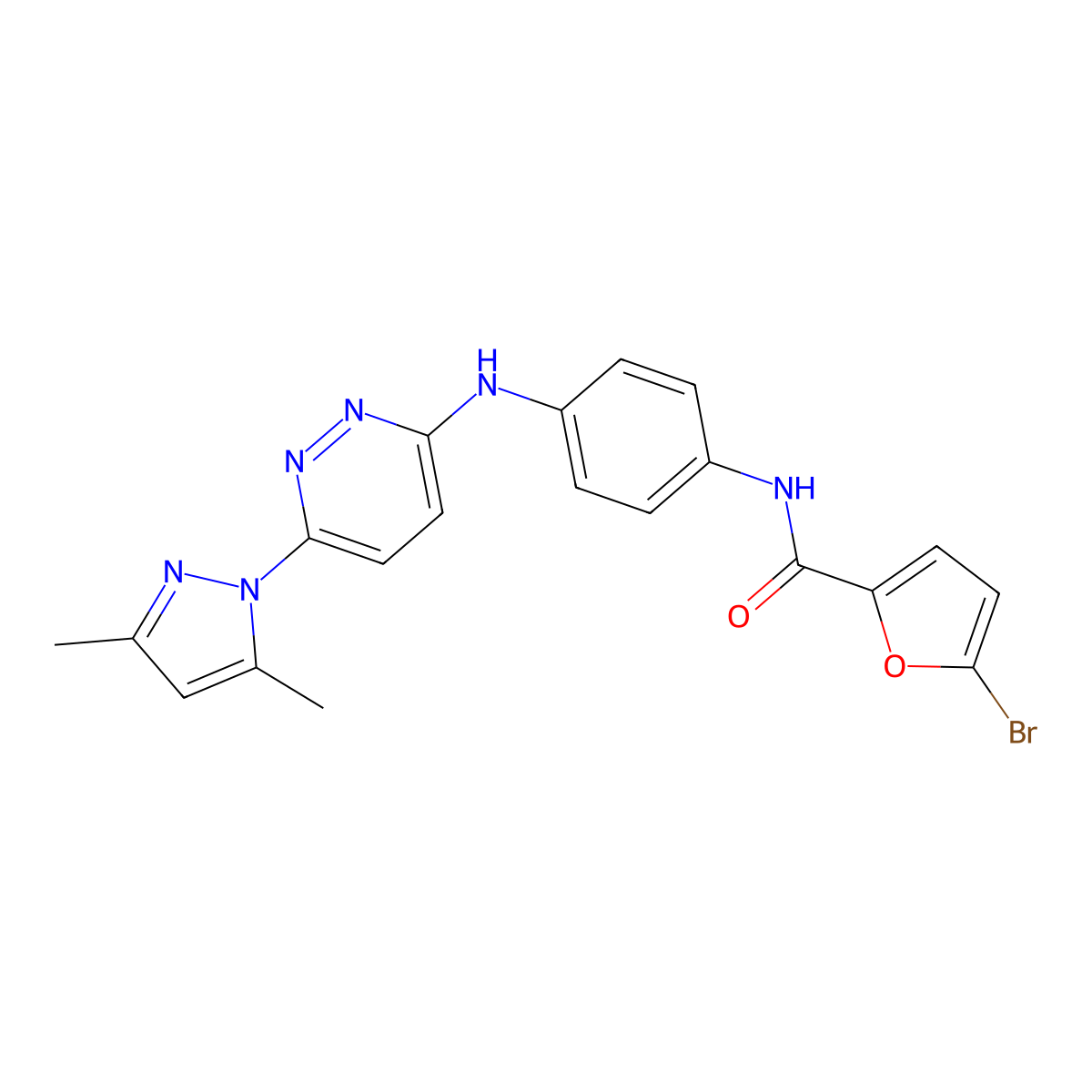 5-bromo-N-(4-{[6-(3,5-dimethyl-1H-pyrazol-1-yl)pyridazin-3-yl]amino}phenyl)furan-2-carboxamide molecular structure, CAS 1019098-33-9