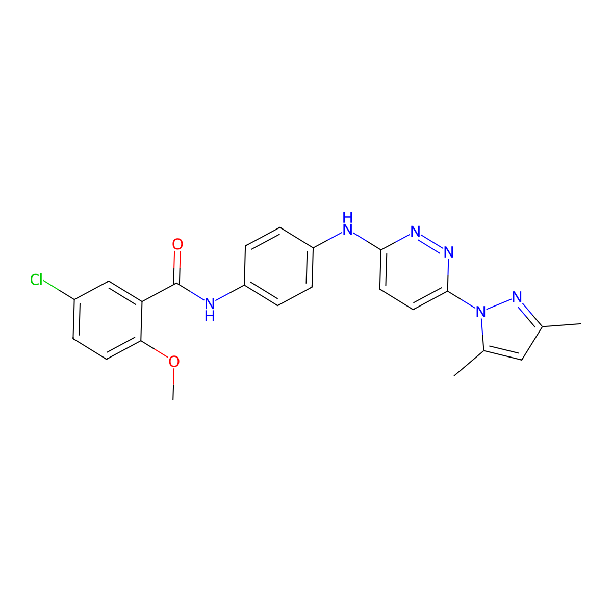 5-chloro-N-(4-{[6-(3,5-dimethyl-1H-pyrazol-1-yl)pyridazin-3-yl]amino}phenyl)-2-methoxybenzamide molecular structure, CAS 1019098-40-8