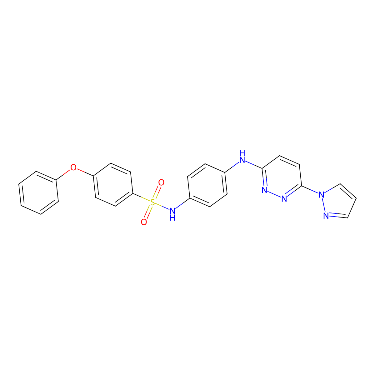 4-phenoxy-N-(4-{[6-(1H-pyrazol-1-yl)pyridazin-3-yl]amino}phenyl)benzene-1-sulfonamide molecular structure, CAS 1019098-63-5