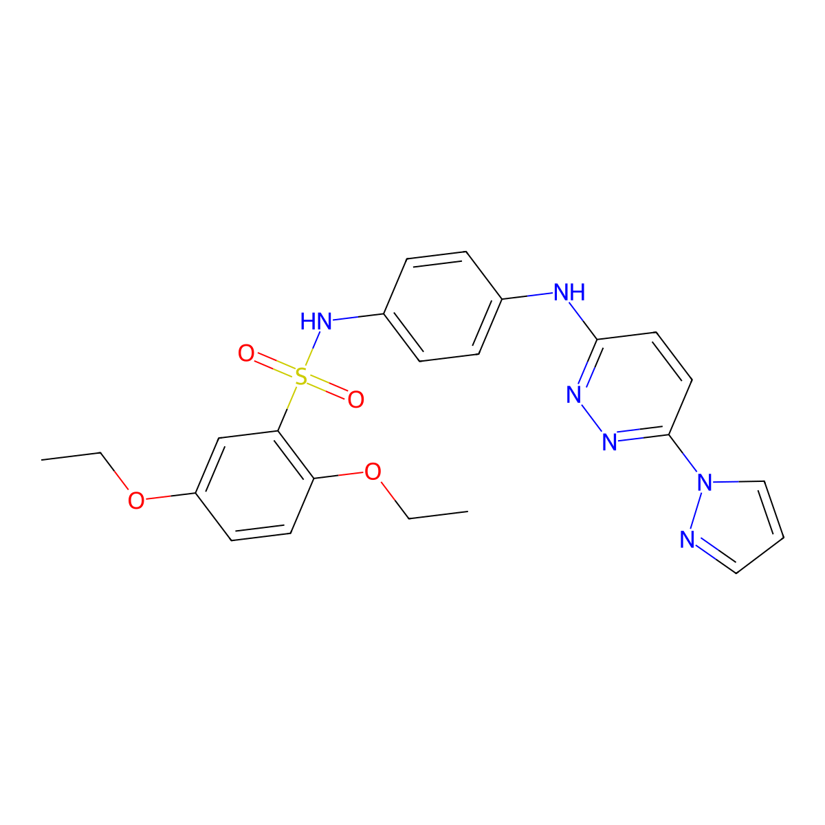 2,5-diethoxy-N-(4-{[6-(1H-pyrazol-1-yl)pyridazin-3-yl]amino}phenyl)benzene-1-sulfonamide molecular structure, CAS 1019098-65-7