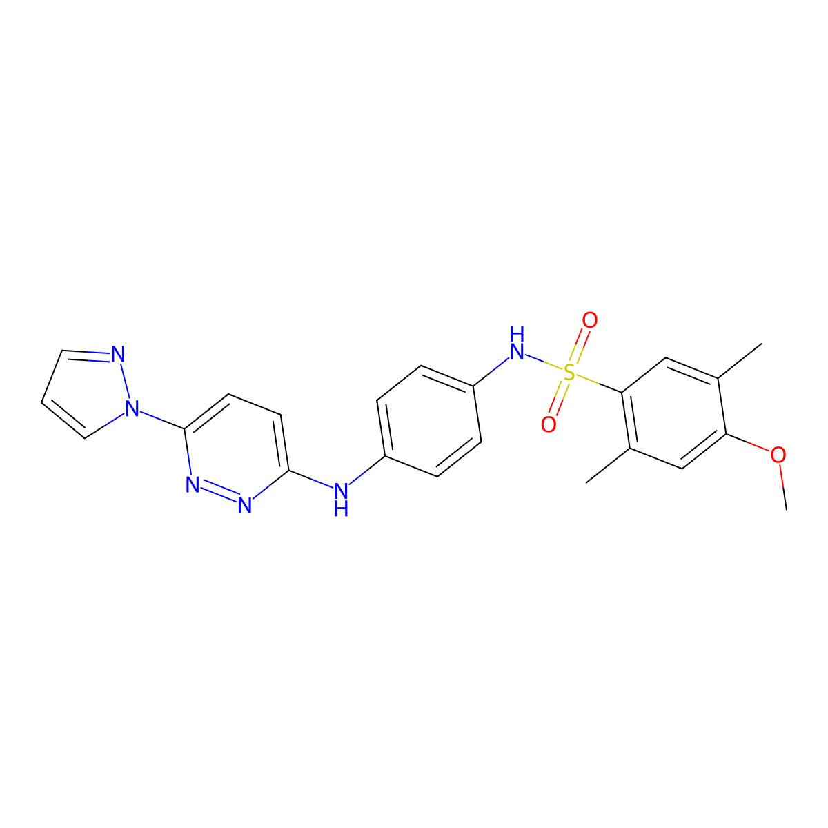 4-methoxy-2,5-dimethyl-N-(4-{[6-(1H-pyrazol-1-yl)pyridazin-3-yl]amino}phenyl)benzene-1-sulfonamide molecular structure, CAS 1019098-69-1