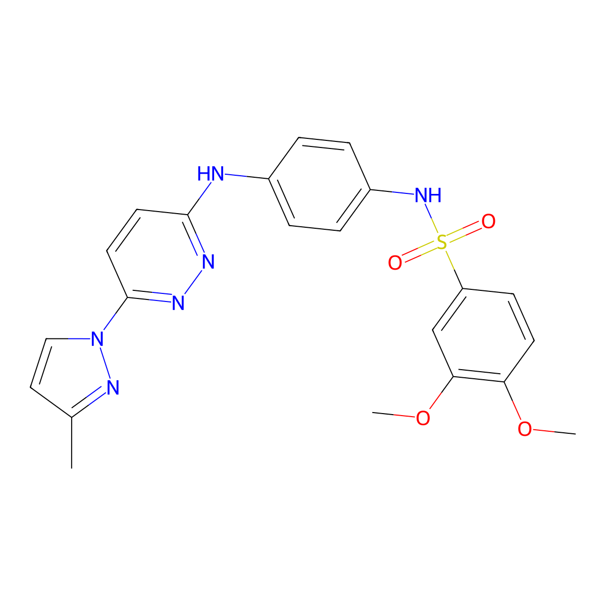 3,4-dimethoxy-N-(4-{[6-(3-methyl-1H-pyrazol-1-yl)pyridazin-3-yl]amino}phenyl)benzene-1-sulfonamide molecular structure, CAS 1019098-71-5