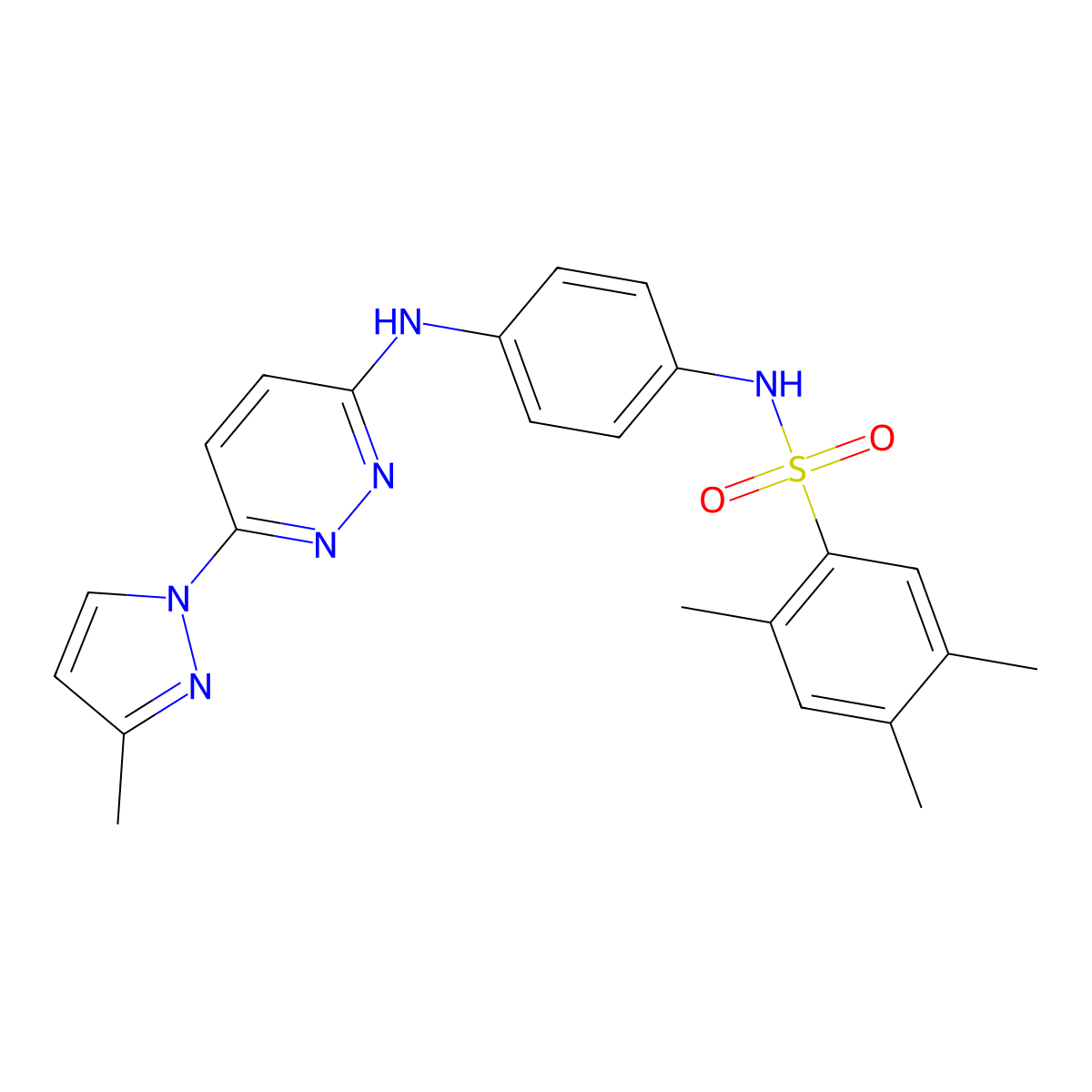 2,4,5-trimethyl-N-(4-{[6-(3-methyl-1H-pyrazol-1-yl)pyridazin-3-yl]amino}phenyl)benzene-1-sulfonamide molecular structure, CAS 1019098-75-9