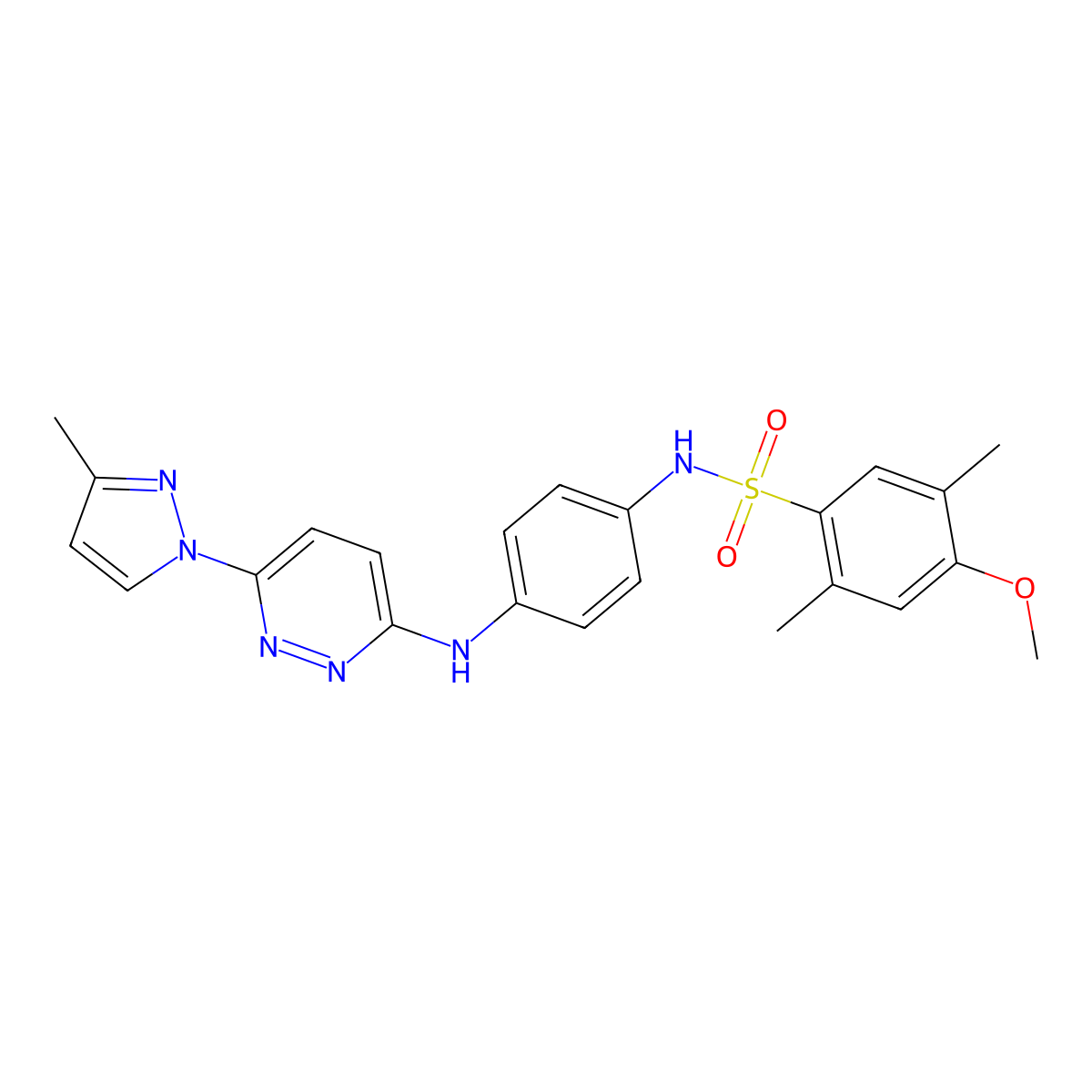 4-methoxy-2,5-dimethyl-N-(4-{[6-(3-methyl-1H-pyrazol-1-yl)pyridazin-3-yl]amino}phenyl)benzene-1-sulfonamide molecular structure, CAS 1019098-83-9