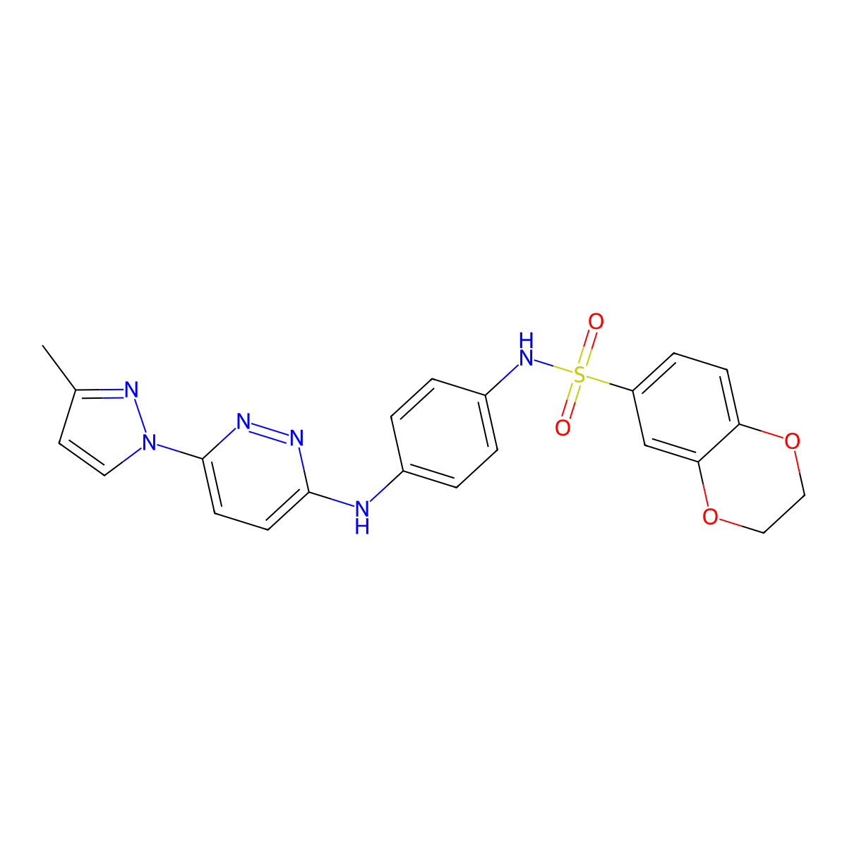 N-(4-{[6-(3-methyl-1H-pyrazol-1-yl)pyridazin-3-yl]amino}phenyl)-2,3-dihydro-1,4-benzodioxine-6-sulfonamide molecular structure, CAS 1019098-85-1