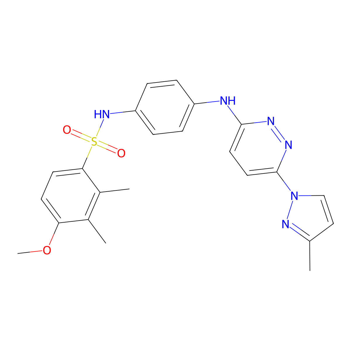 4-methoxy-2,3-dimethyl-N-(4-{[6-(3-methyl-1H-pyrazol-1-yl)pyridazin-3-yl]amino}phenyl)benzene-1-sulfonamide molecular structure, CAS 1019098-87-3