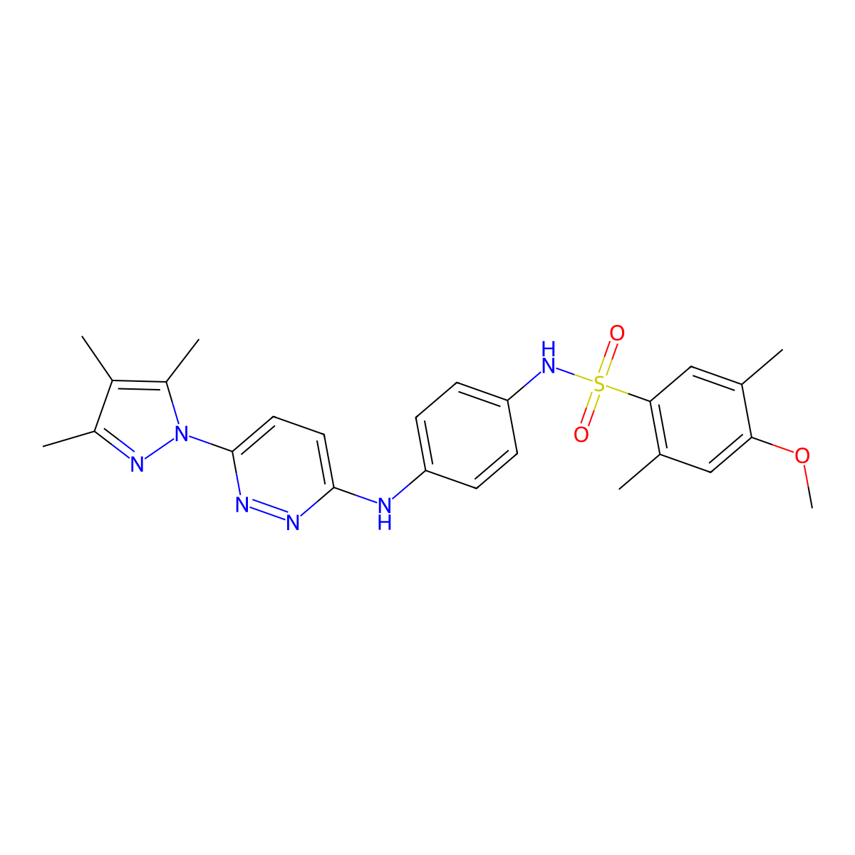 4-methoxy-2,5-dimethyl-N-(4-{[6-(3,4,5-trimethyl-1H-pyrazol-1-yl)pyridazin-3-yl]amino}phenyl)benzene-1-sulfonamide molecular structure, CAS 1019098-97-5