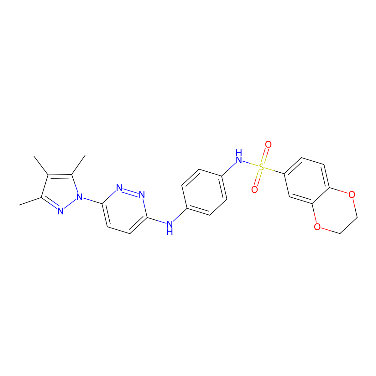 N-(4-{[6-(3,4,5-trimethyl-1H-pyrazol-1-yl)pyridazin-3-yl]amino}phenyl)-2,3-dihydro-1,4-benzodioxine-6-sulfonamide molecular structure, CAS 1019099-00-3