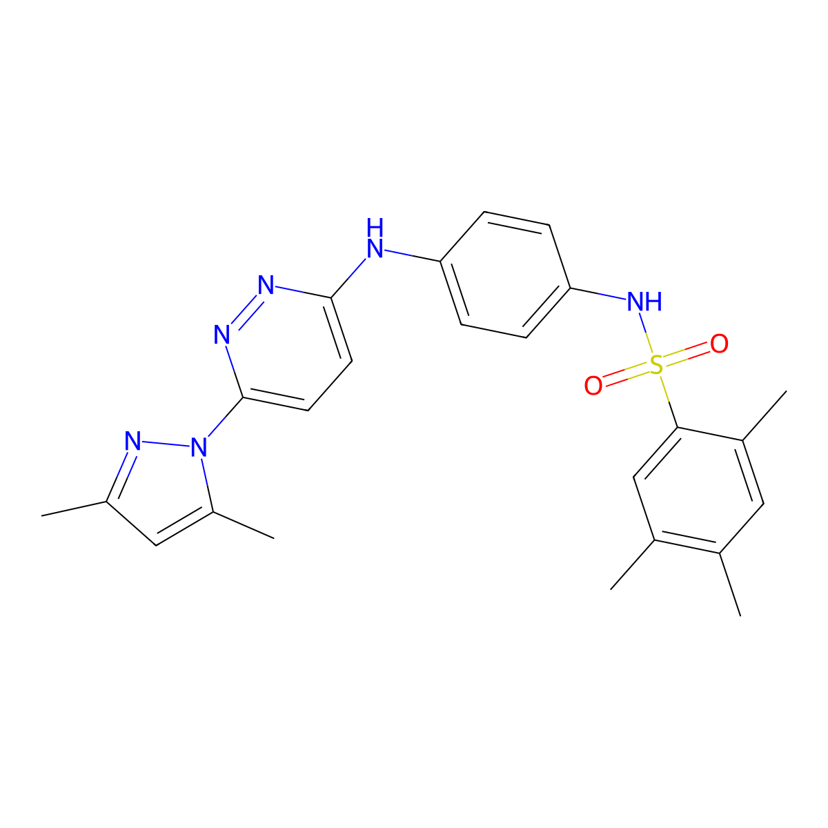 N-(4-{[6-(3,5-dimethyl-1H-pyrazol-1-yl)pyridazin-3-yl]amino}phenyl)-2,4,5-trimethylbenzene-1-sulfonamide molecular structure, CAS 1019099-11-6