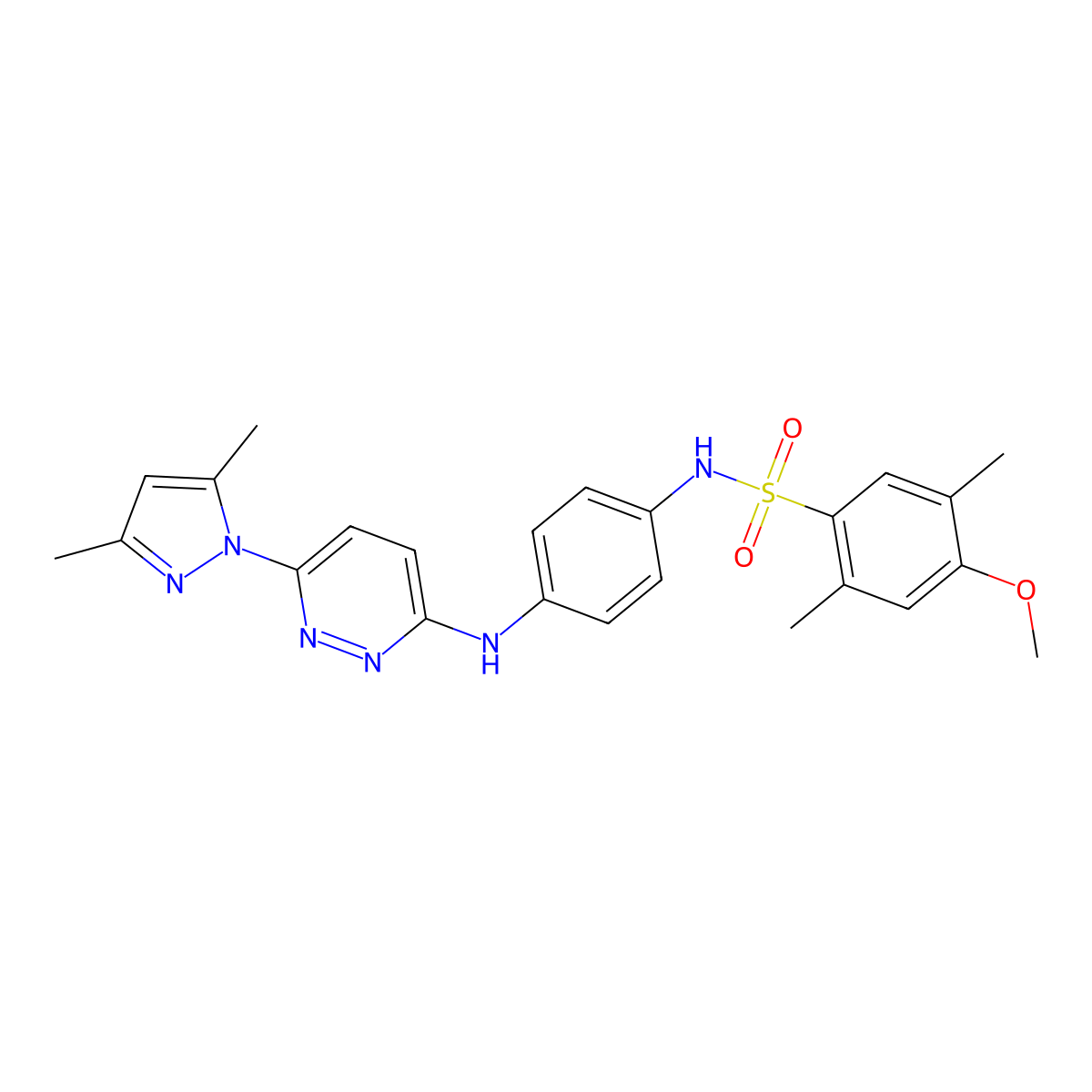 N-(4-{[6-(3,5-dimethyl-1H-pyrazol-1-yl)pyridazin-3-yl]amino}phenyl)-4-methoxy-2,5-dimethylbenzene-1-sulfonamide molecular structure, CAS 1019099-20-7