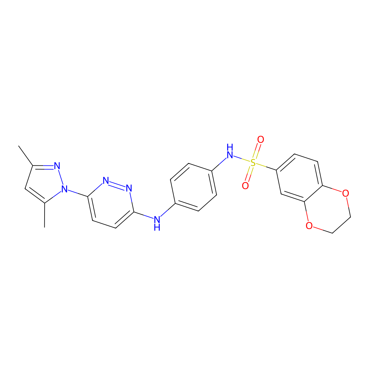 N-(4-{[6-(3,5-dimethyl-1H-pyrazol-1-yl)pyridazin-3-yl]amino}phenyl)-2,3-dihydro-1,4-benzodioxine-6-sulfonamide molecular structure, CAS 1019099-22-9