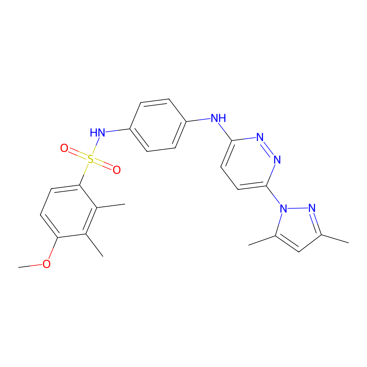 N-(4-{[6-(3,5-dimethyl-1H-pyrazol-1-yl)pyridazin-3-yl]amino}phenyl)-4-methoxy-2,3-dimethylbenzene-1-sulfonamide molecular structure, CAS 1019099-24-1