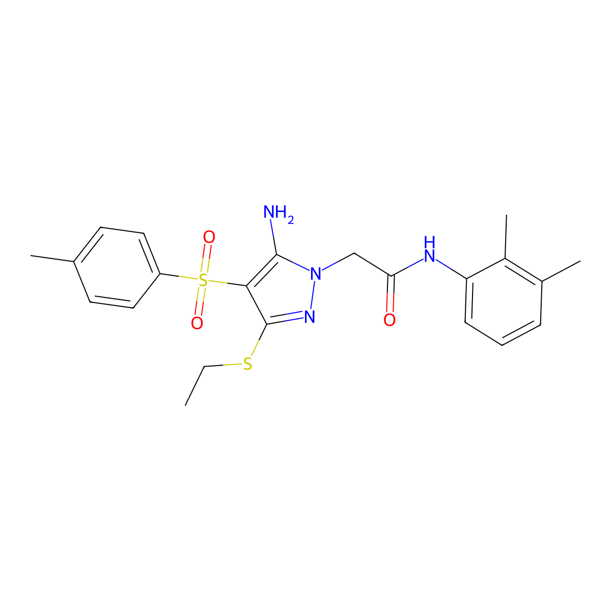 2-(5-amino-3-(ethylthio)-4-tosyl-1H-pyrazol-1-yl)-N-(2,3-dimethylphenyl)acetamide molecular structure, CAS 1019099-70-7