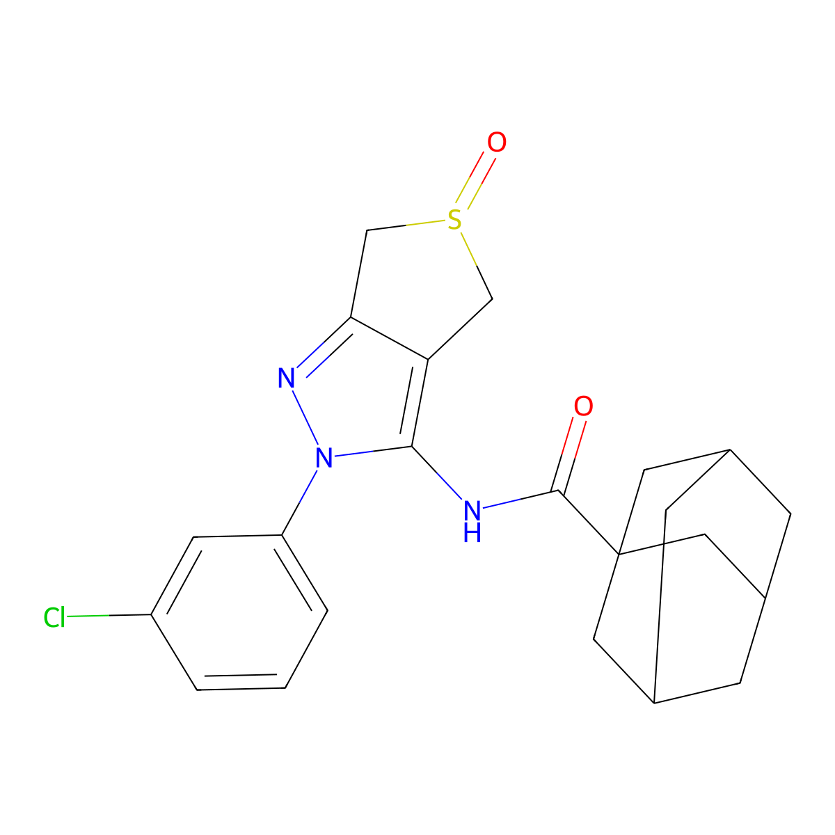 N-[2-(3-chlorophenyl)-5-oxo-4,6-dihydrothieno[3,4-c]pyrazol-3-yl]adamantane-1-carboxamide molecular structure, CAS 1019099-95-6