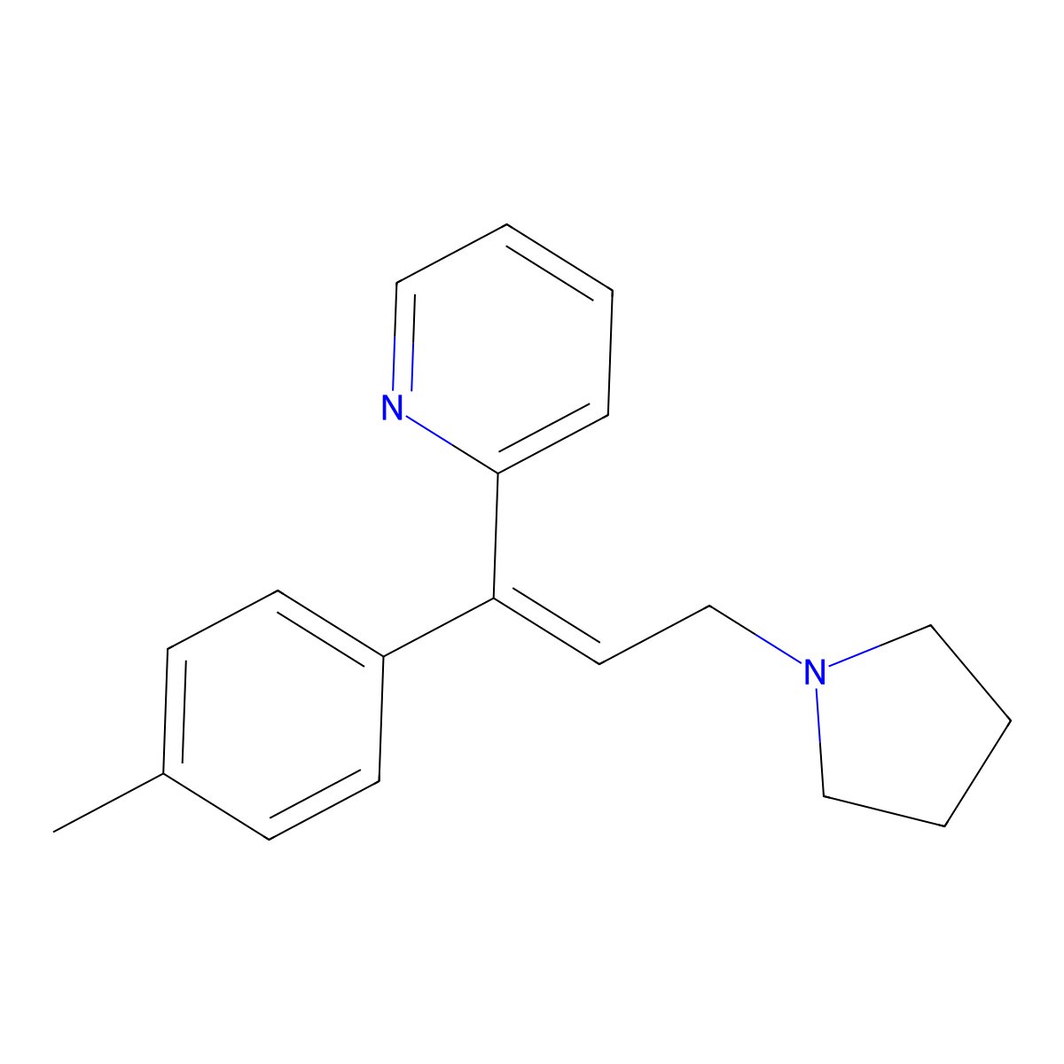 1-(4-Methylphenyl)-1-(2-pyridyl)-3-pyrrolidino prop-1-ene molecular structure, CAS 10191-42-1
