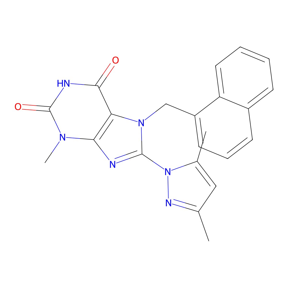 8-(3,5-dimethyl-1H-pyrazol-1-yl)-3-methyl-7-(naphthalen-1-ylmethyl)-1H-purine-2,6(3H,7H)-dione molecular structure, CAS 1019100-11-8