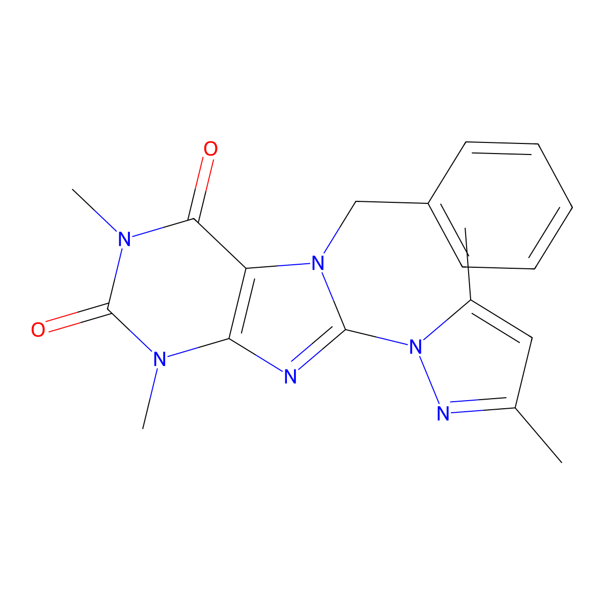 7-benzyl-8-(3,5-dimethyl-1H-pyrazol-1-yl)-1,3-dimethyl-1H-purine-2,6(3H,7H)-dione molecular structure, CAS 1019100-17-4