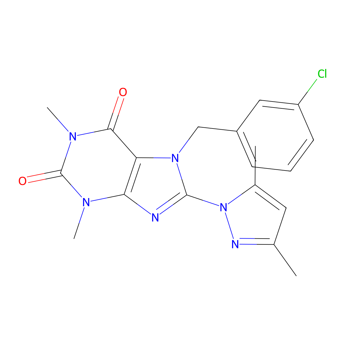 7-(3-chlorobenzyl)-8-(3,5-dimethyl-1H-pyrazol-1-yl)-1,3-dimethyl-1H-purine-2,6(3H,7H)-dione molecular structure, CAS 1019100-21-0