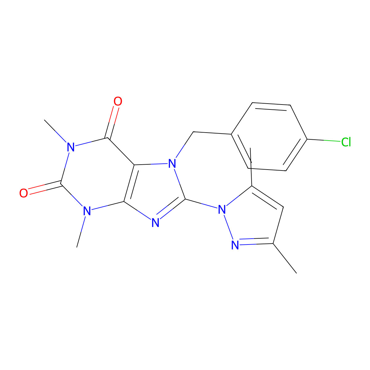 7-[(4-Chlorophenyl)methyl]-8-(3,5-dimethylpyrazol-1-yl)-1,3-dimethylpurine-2,6-dione molecular structure, CAS 1019100-22-1