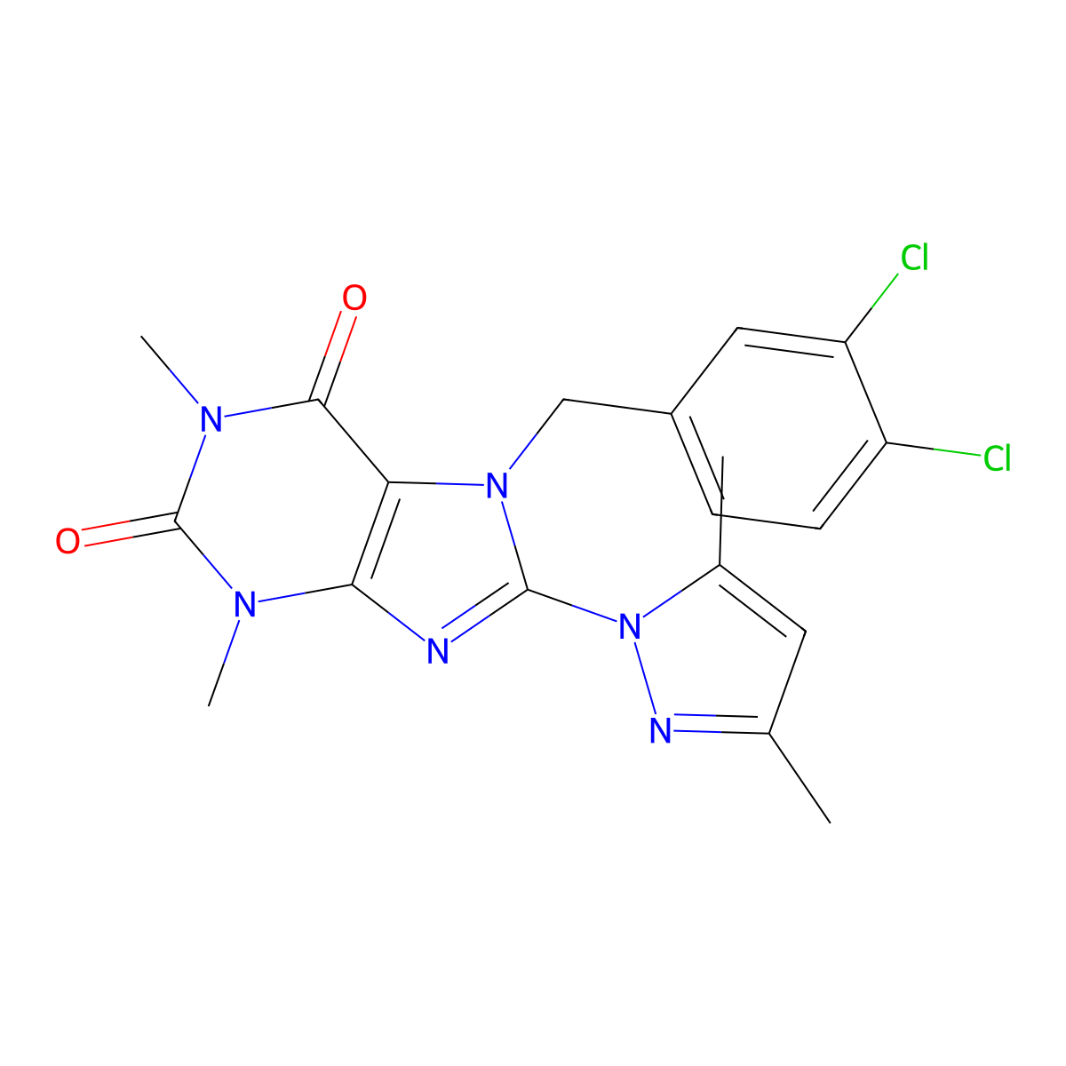 7-[(3,4-Dichlorophenyl)methyl]-8-(3,5-dimethylpyrazol-1-yl)-1,3-dimethylpurine-2,6-dione molecular structure, CAS 1019100-24-3