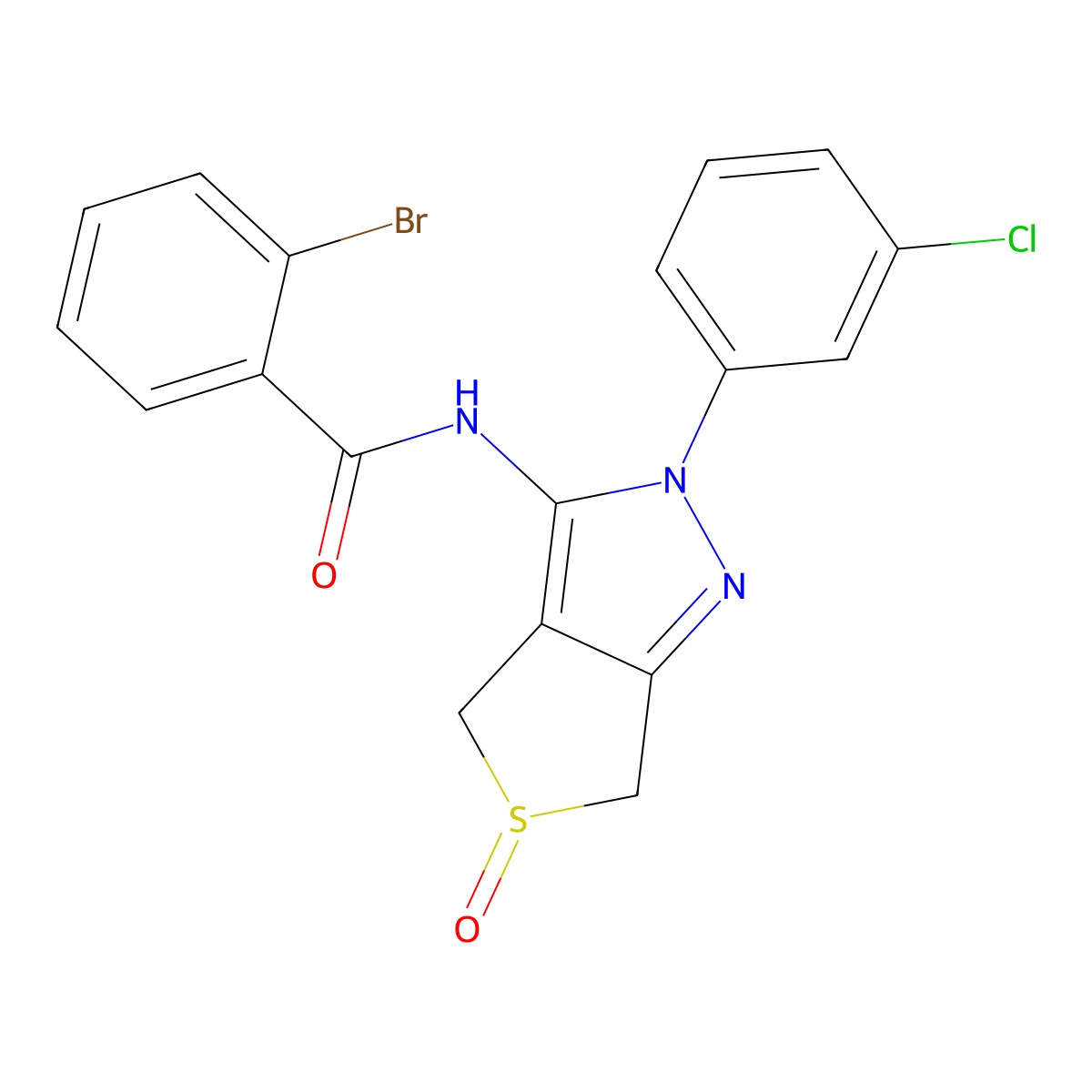 2-bromo-N-(2-(3-chlorophenyl)-5-oxido-4,6-dihydro-2H-thieno[3,4-c]pyrazol-3-yl)benzamide molecular structure, CAS 1019100-29-8