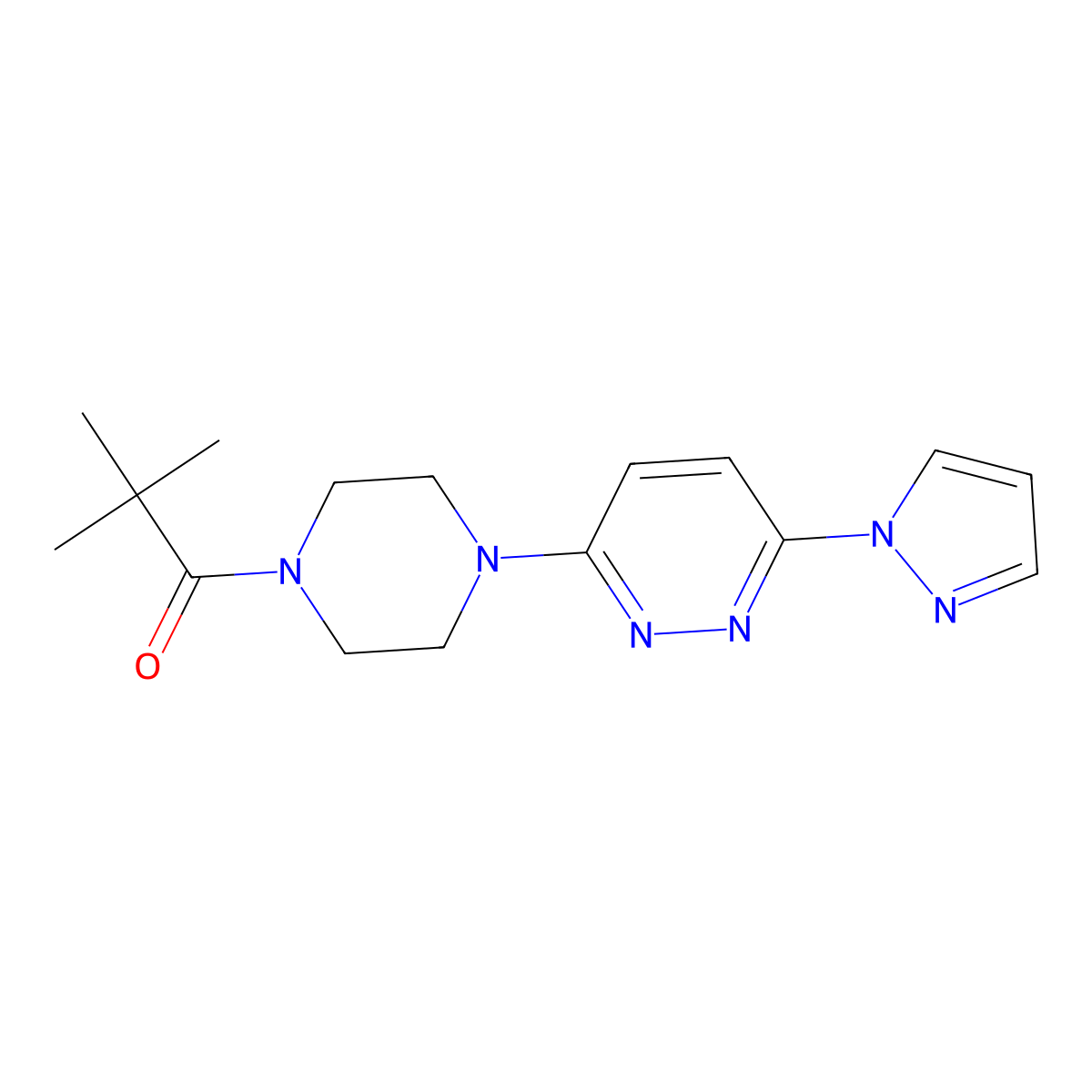 2,2-dimethyl-1-{4-[6-(1H-pyrazol-1-yl)pyridazin-3-yl]piperazin-1-yl}propan-1-one molecular structure, CAS 1019100-34-5