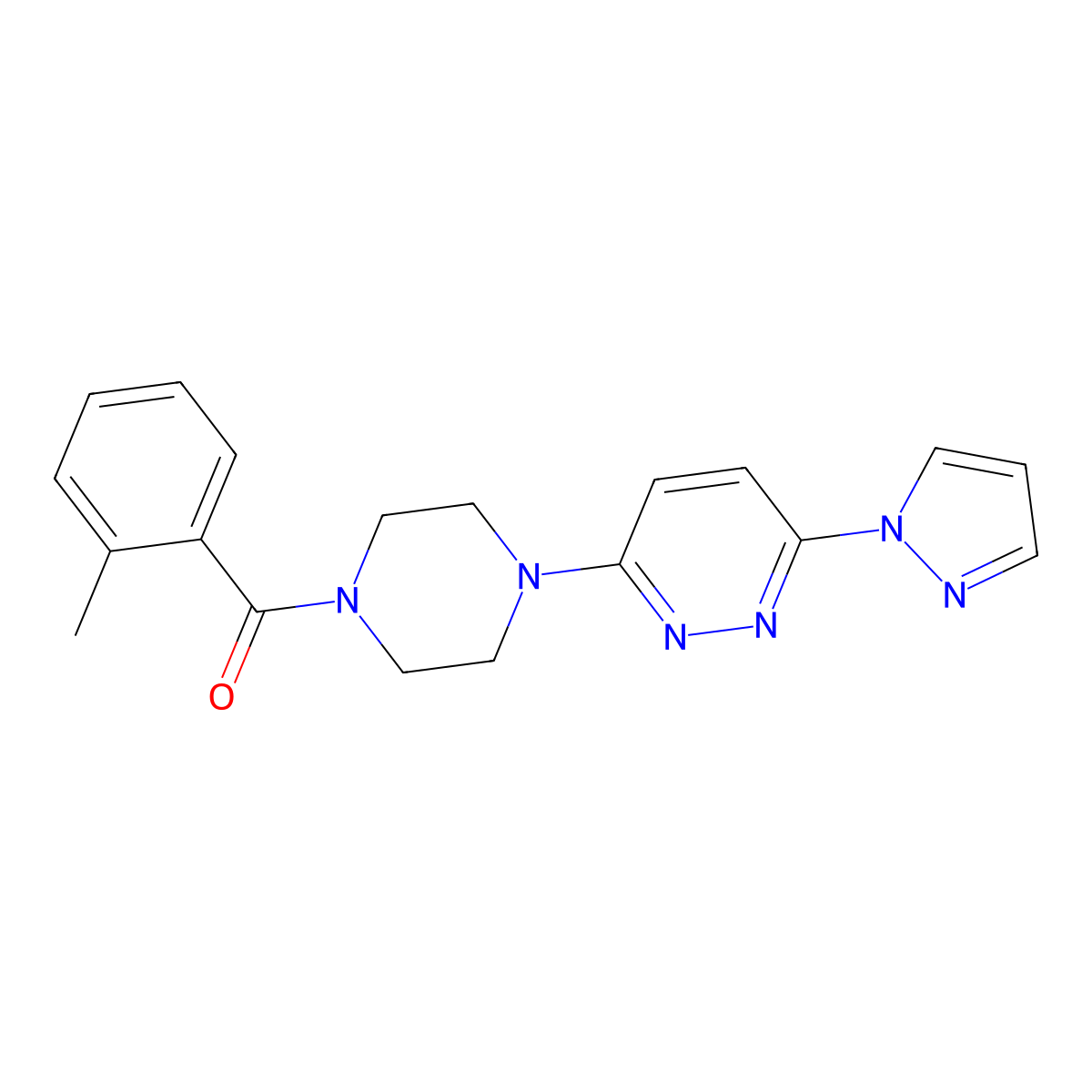 3-[4-(2-methylbenzoyl)piperazin-1-yl]-6-(1H-pyrazol-1-yl)pyridazine molecular structure, CAS 1019100-39-0