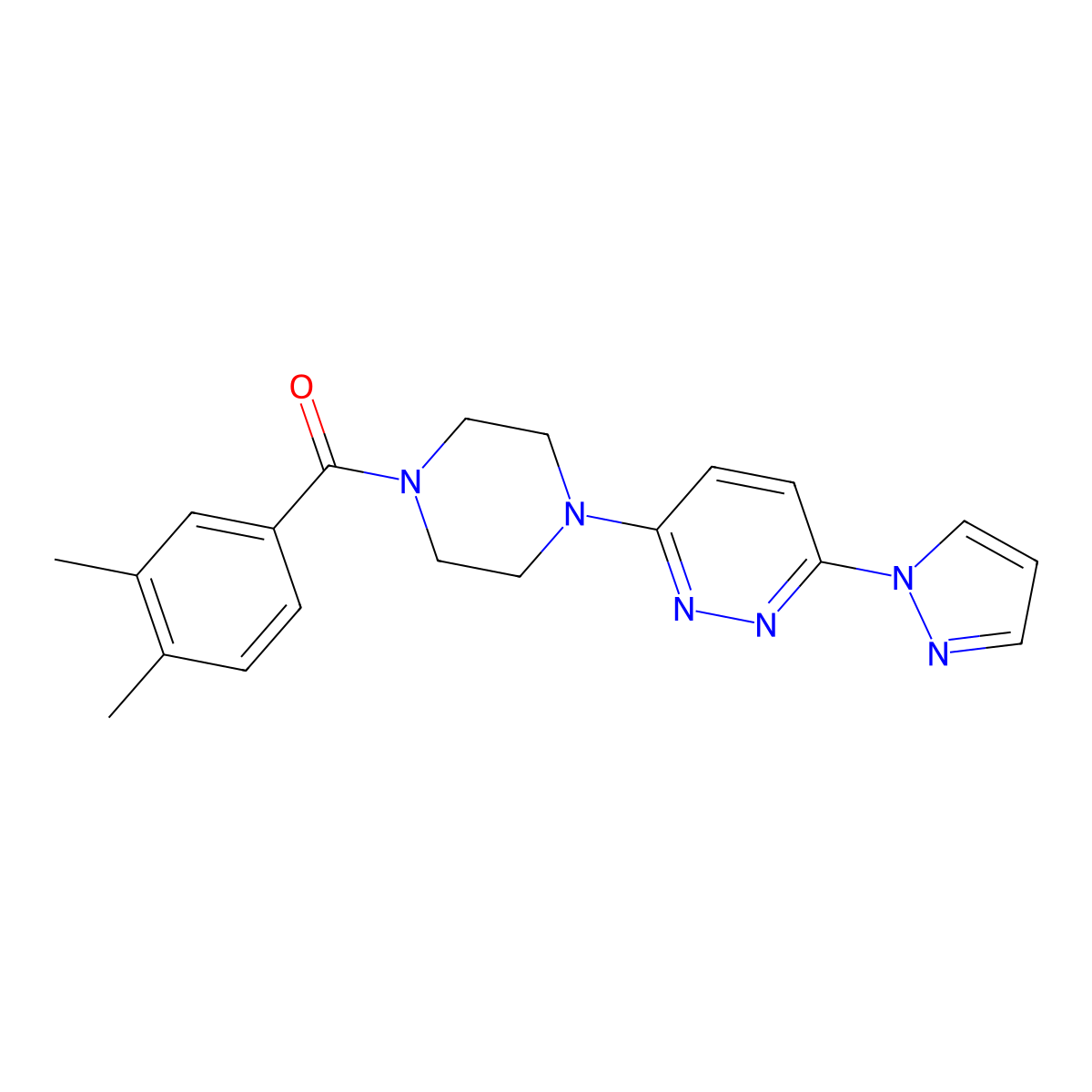 3-[4-(3,4-dimethylbenzoyl)piperazin-1-yl]-6-(1H-pyrazol-1-yl)pyridazine molecular structure, CAS 1019100-43-6