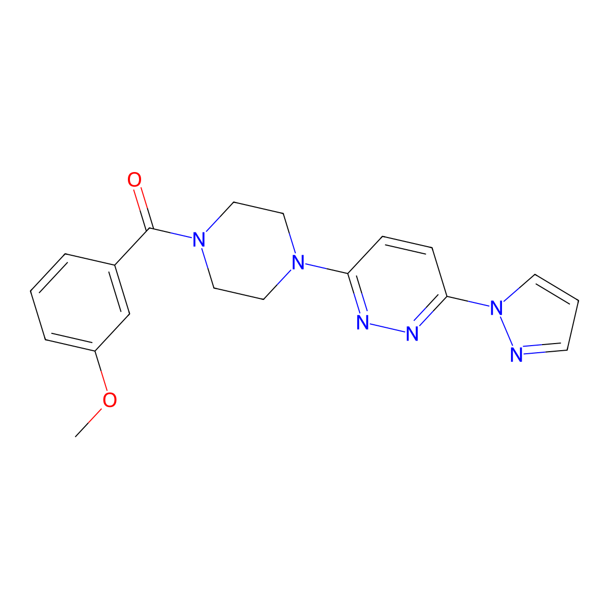 3-[4-(3-methoxybenzoyl)piperazin-1-yl]-6-(1H-pyrazol-1-yl)pyridazine molecular structure, CAS 1019100-45-8