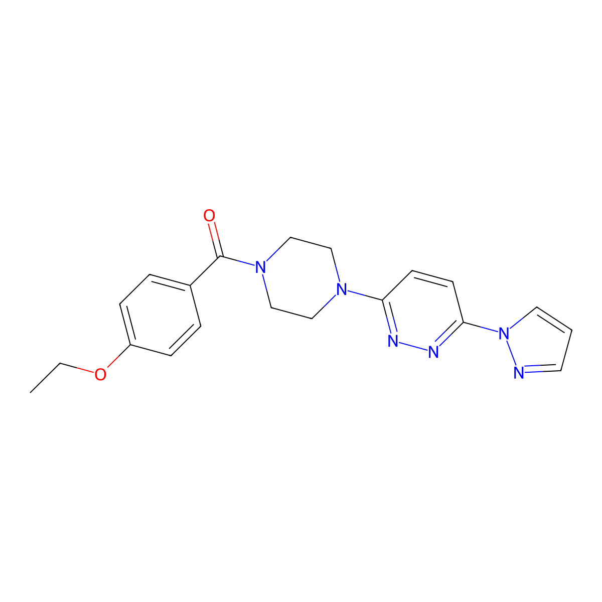 3-[4-(4-ethoxybenzoyl)piperazin-1-yl]-6-(1H-pyrazol-1-yl)pyridazine molecular structure, CAS 1019100-47-0
