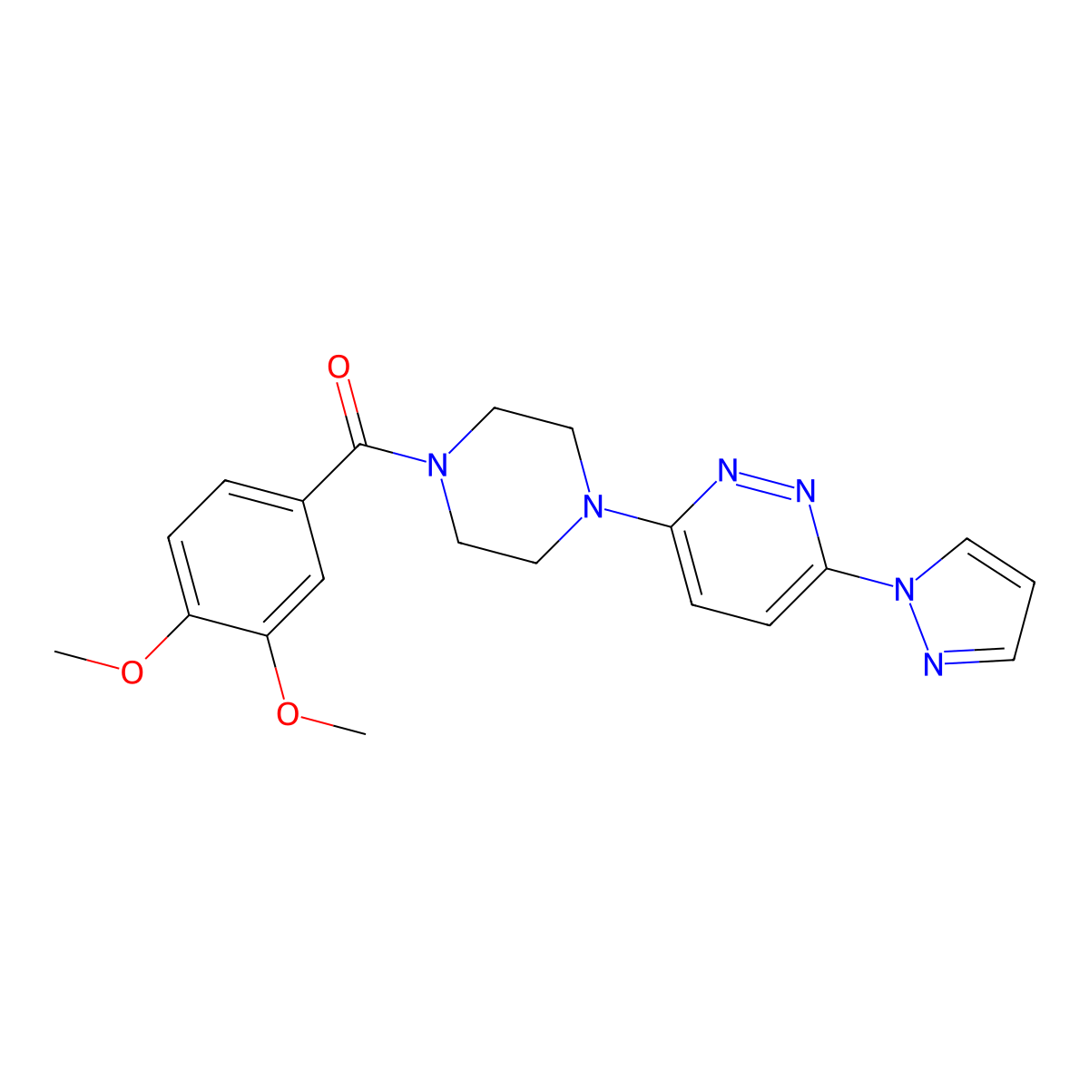 3-[4-(3,4-dimethoxybenzoyl)piperazin-1-yl]-6-(1H-pyrazol-1-yl)pyridazine molecular structure, CAS 1019100-48-1